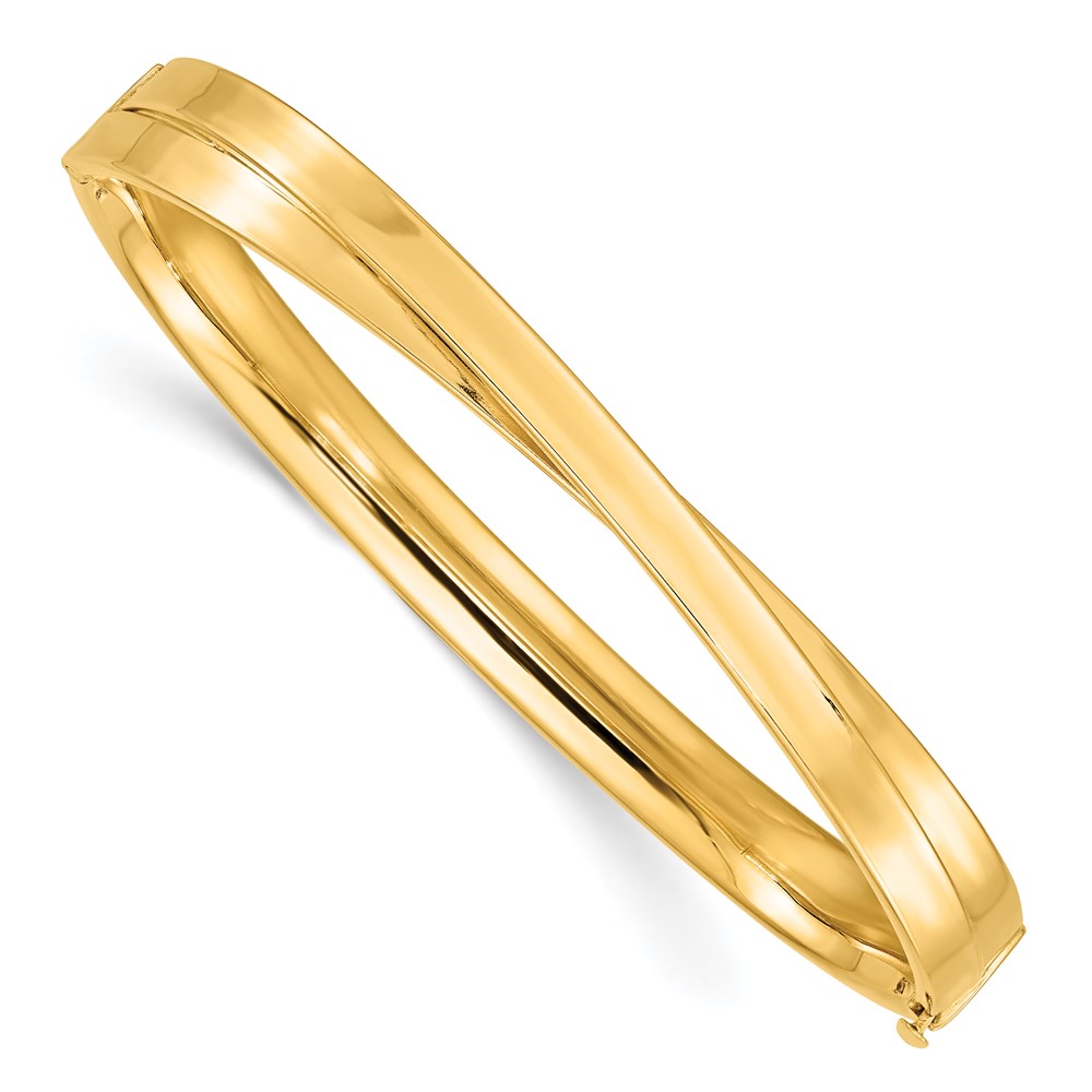 14K Yellow Gold 4-16 Polished Bypass Hinged Bangle Bracelet -  Bagatela, BA2732816