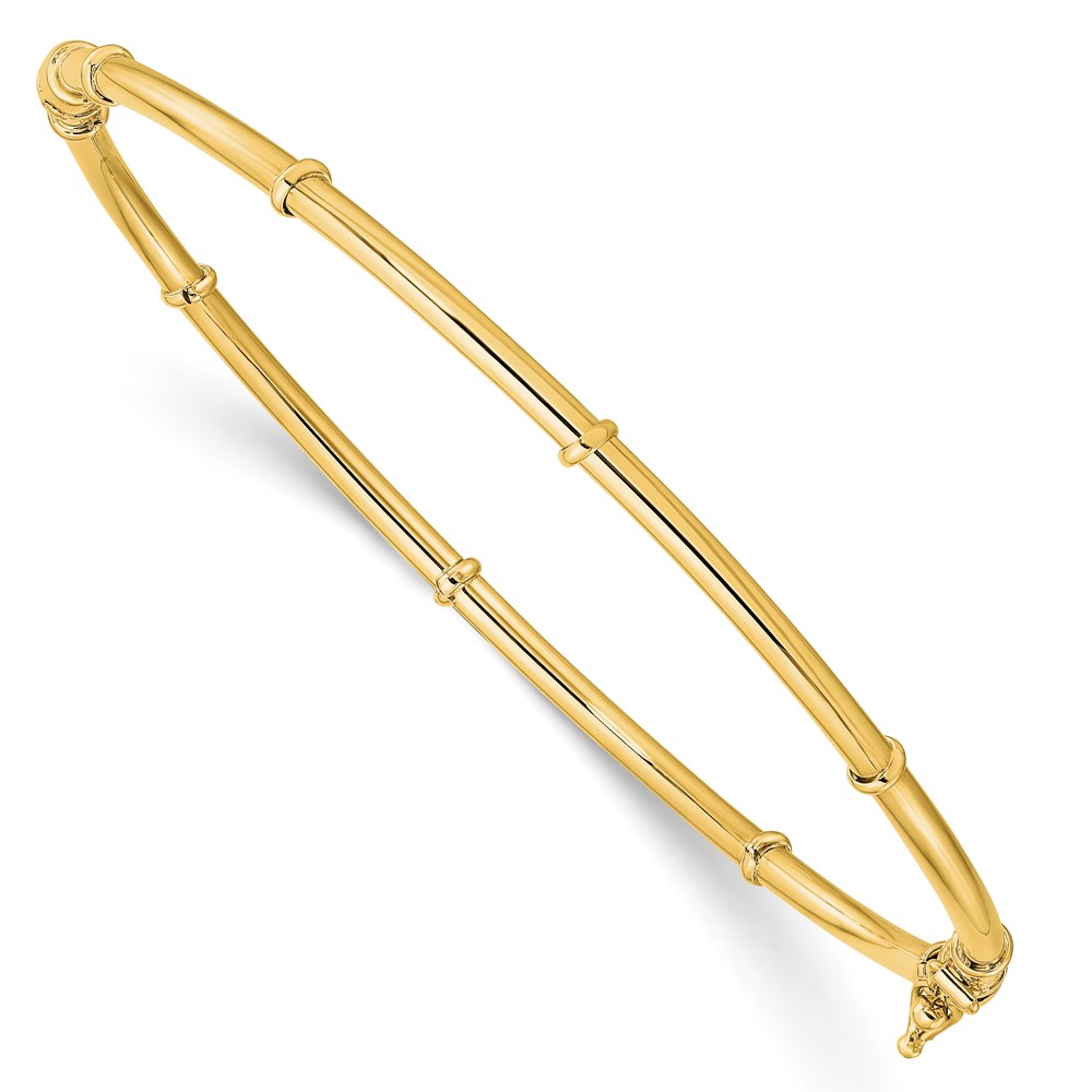 14K Yellow Gold Polished Fancy Hinged Bangle Bracelet -  Bagatela, BA2731196