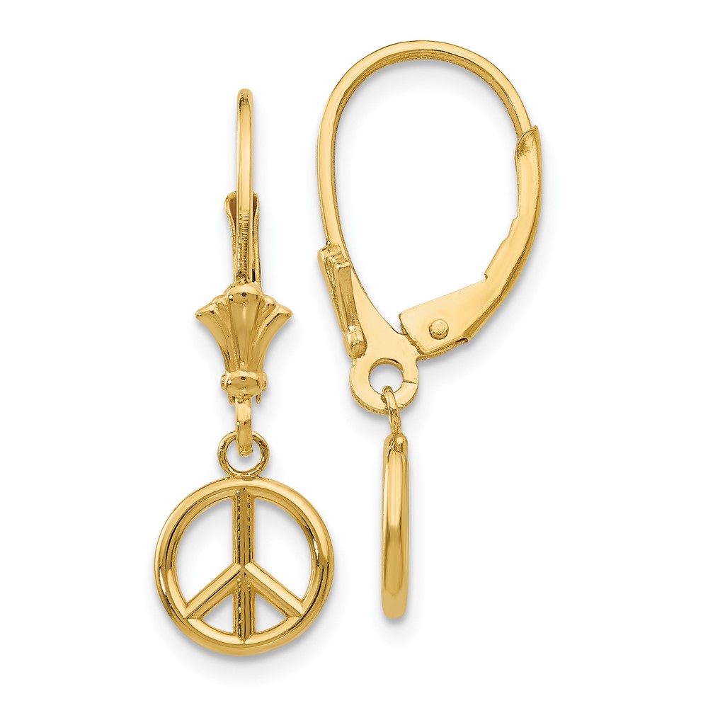 Picture of Finest Gold 10K 3-D Peace Symbol Leverback Earrings