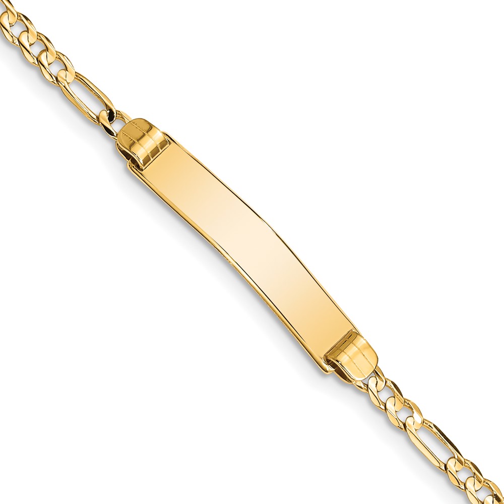 10K Yellow Gold Figaro Link ID 7 in. Bracelet -  Finest Gold, UBS10FG80ID-7