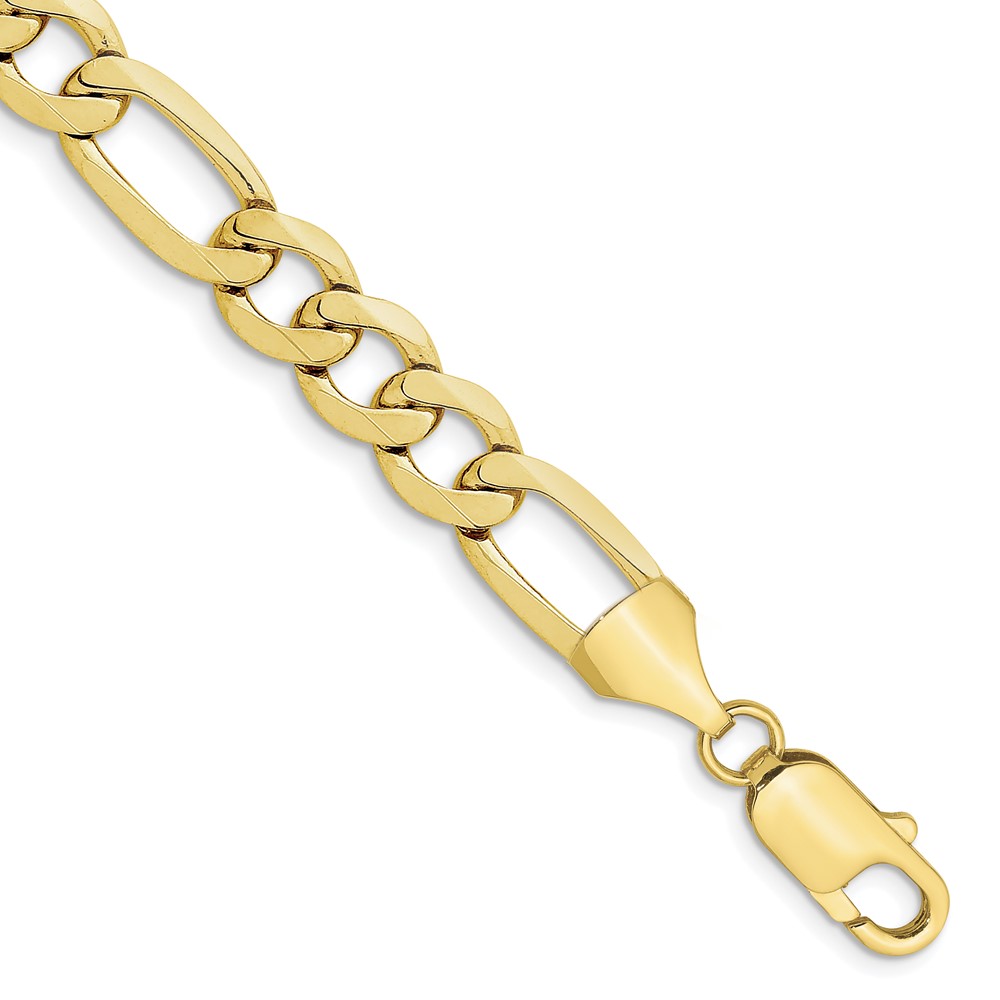 Picture of Finest Gold 10K Yellow Gold 10 mm Concave Open Figaro Chain 8 in. Bracelet