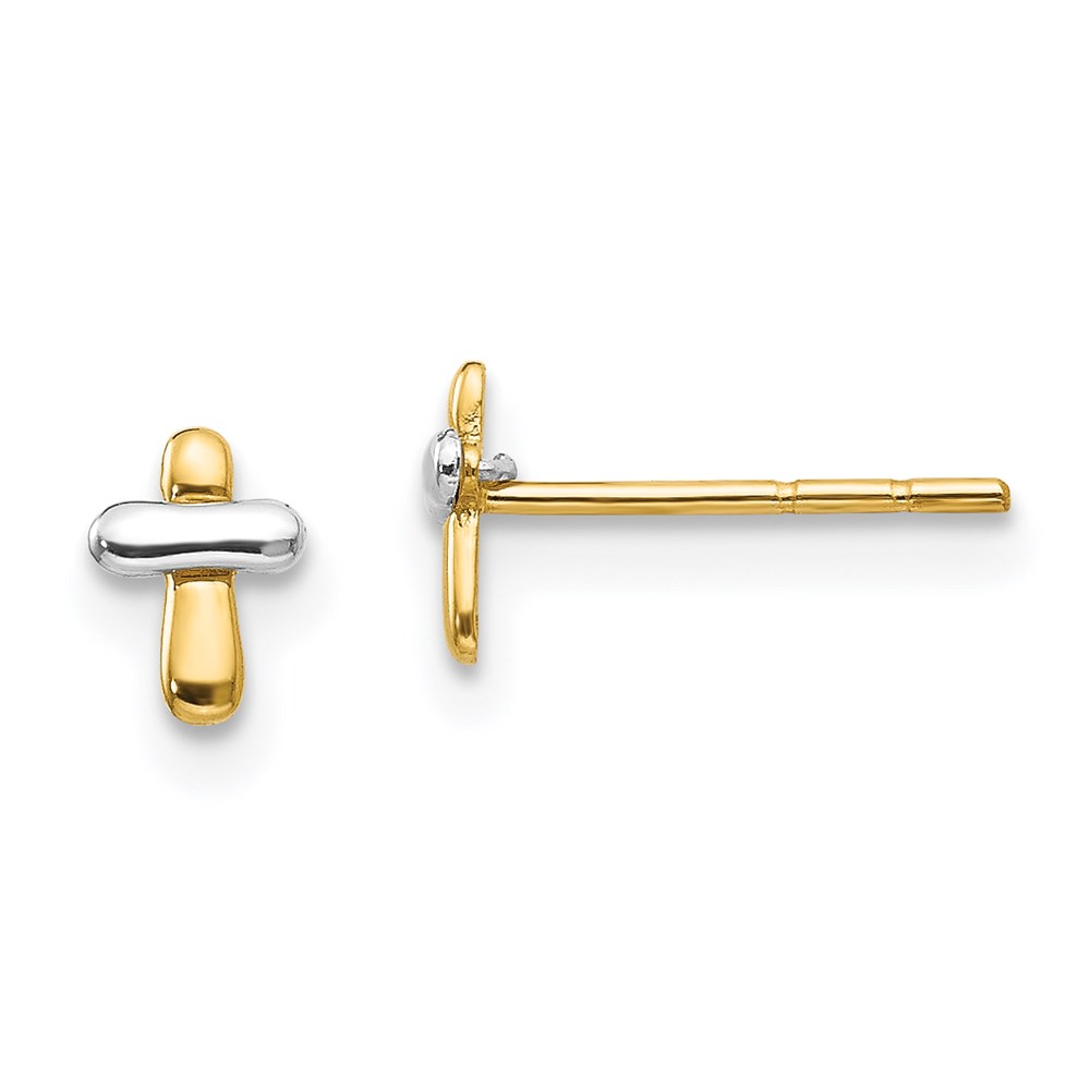 Picture of Finest Gold 14K Two-Tone Madi K Polished Cross Post Earrings