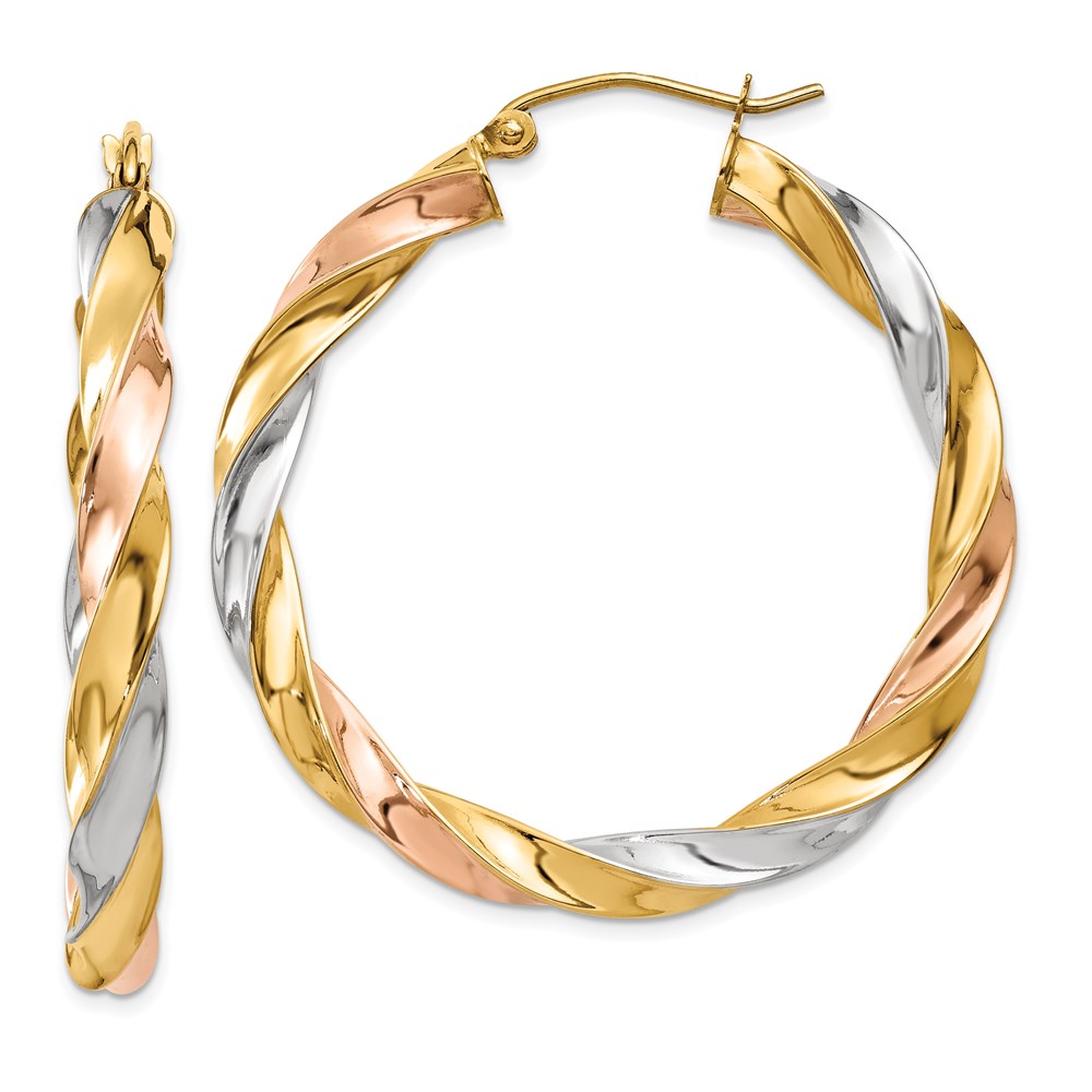 Picture of Finest Gold 14K Tri-Color Light Twisted Hoop Earrings