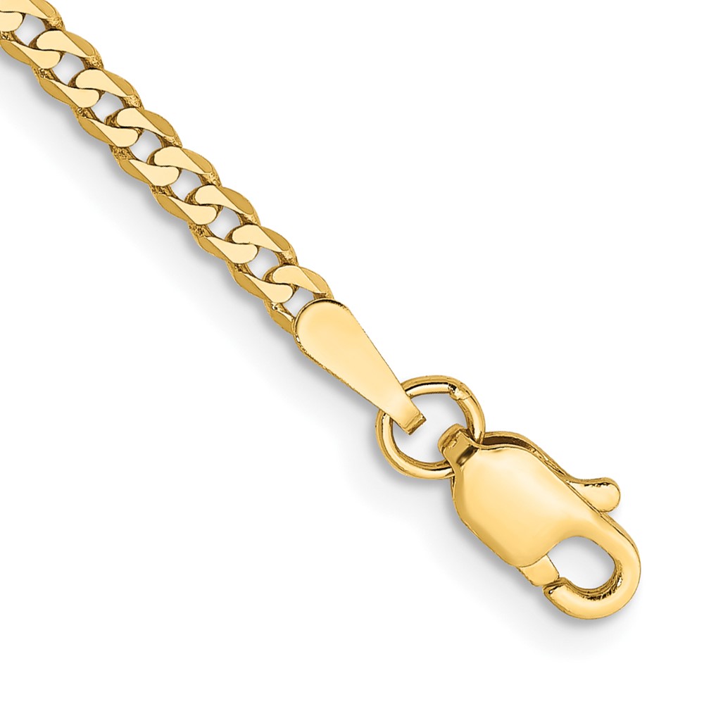 Picture of Finest Gold 10K Yellow Gold 2.2 mm Flat Beveled Curb Chain 7 in. Bracelet