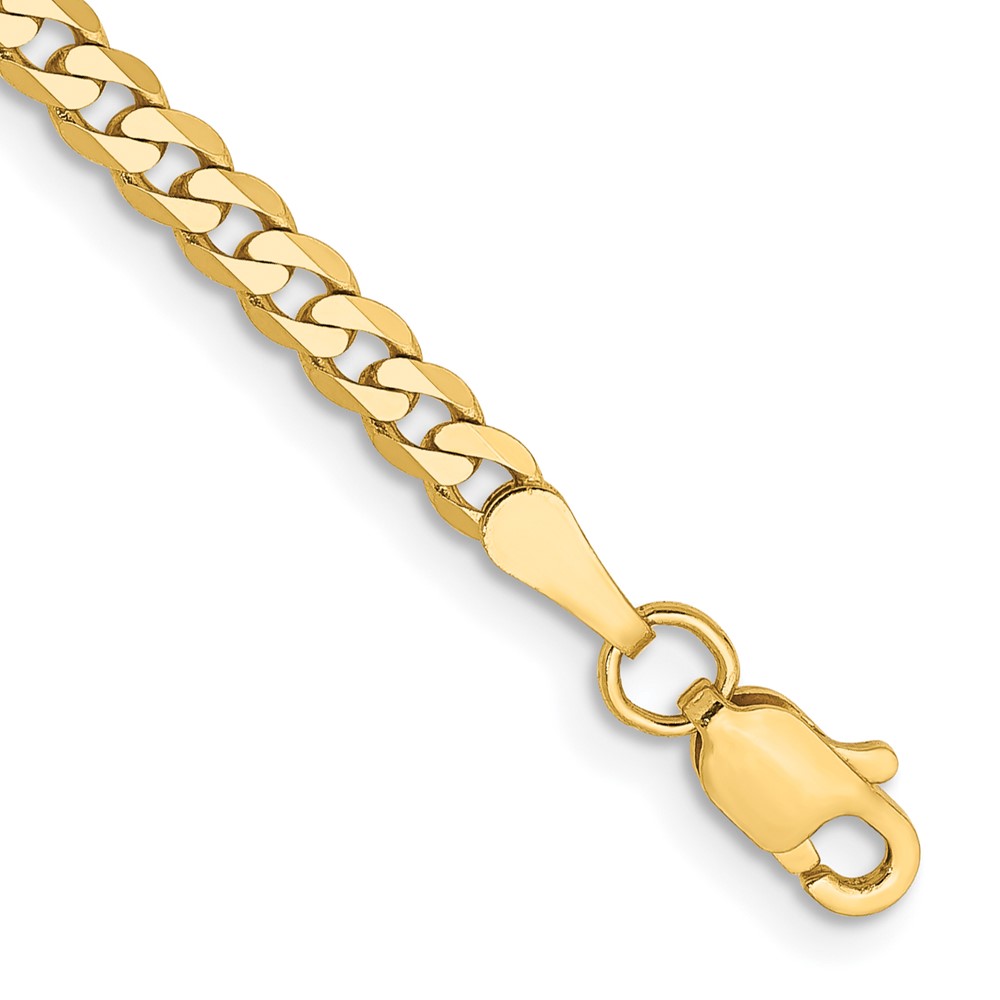 10K Yellow Gold 2.9 mm Flat Beveled Curb Chain 7 in. Bracelet -  Finest Gold, UBS10FBU080-7