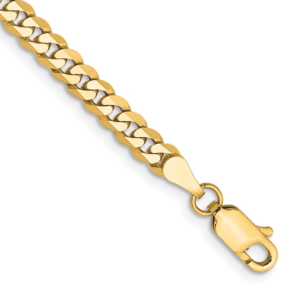 10K Yellow Gold 3.9 mm Flat Beveled Curb Chain 7 in. Bracelet -  Finest Gold, UBS10FBU100-7