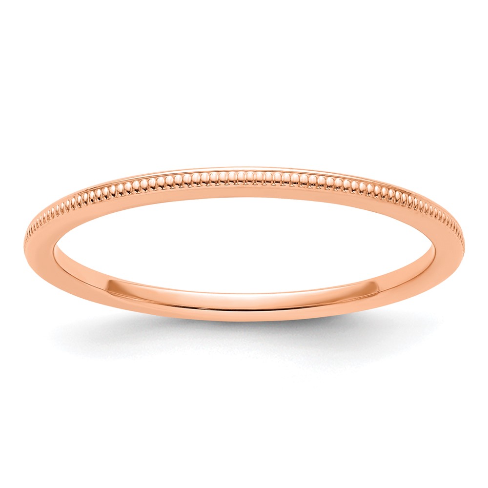 Picture of Finest Gold 1.2 mm 14K Milgrain Stackable Band Ring  Rose Gold - Size 8