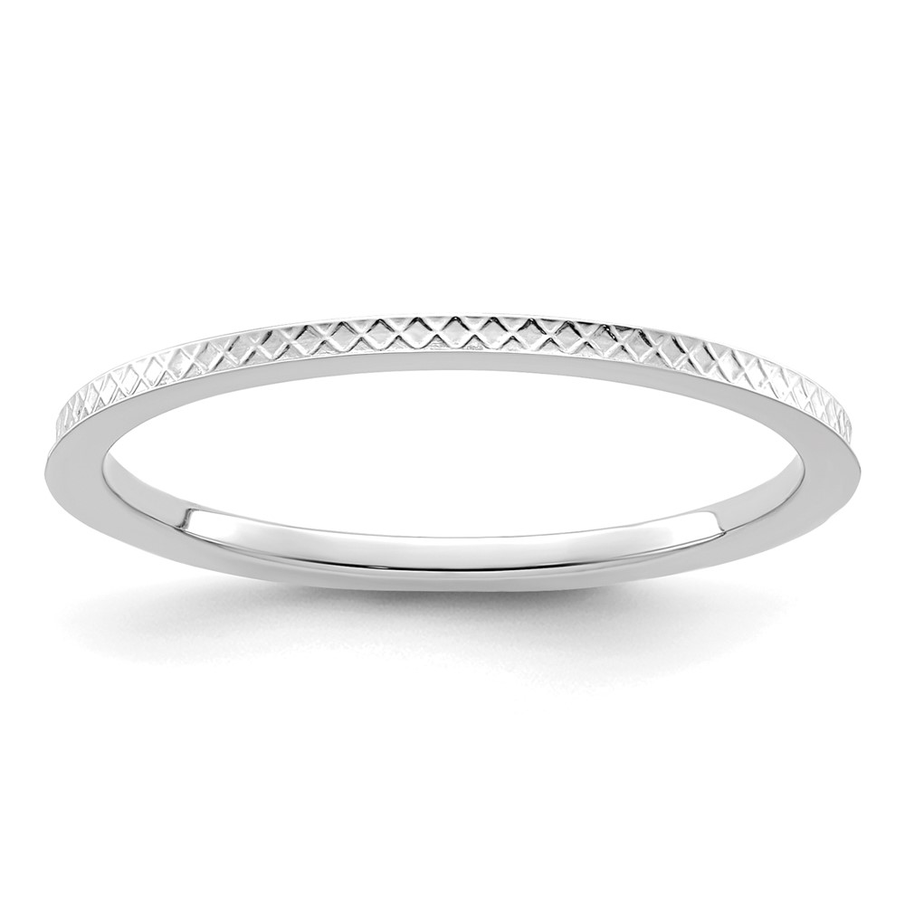 Picture of Finest Gold 1.2 mm 14K White Gold Criss-Cross Pattern Stackable Band Ring - Size 6.5