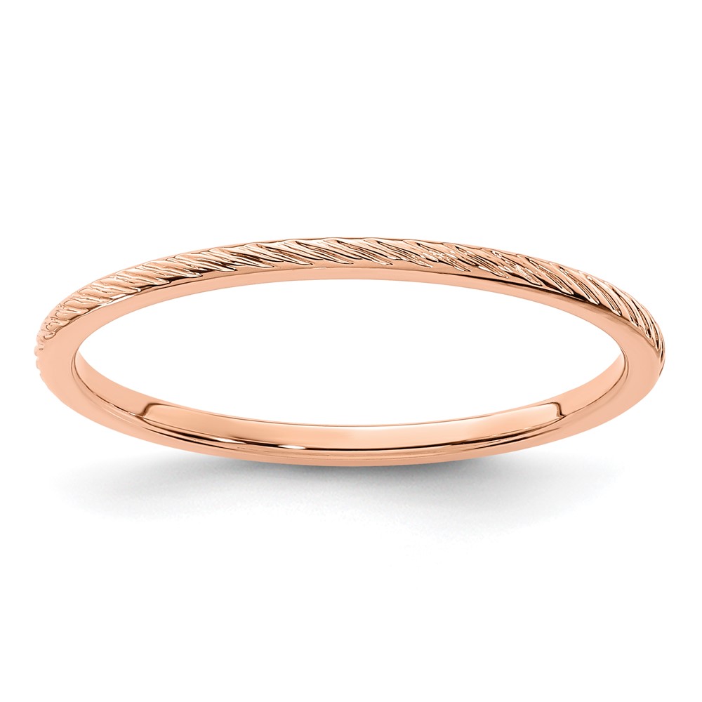 Picture of Finest Gold 1.2 mm 14K Twisted Wire Pattern Stackable Band Ring&amp;#44; Rose Gold - Size 7