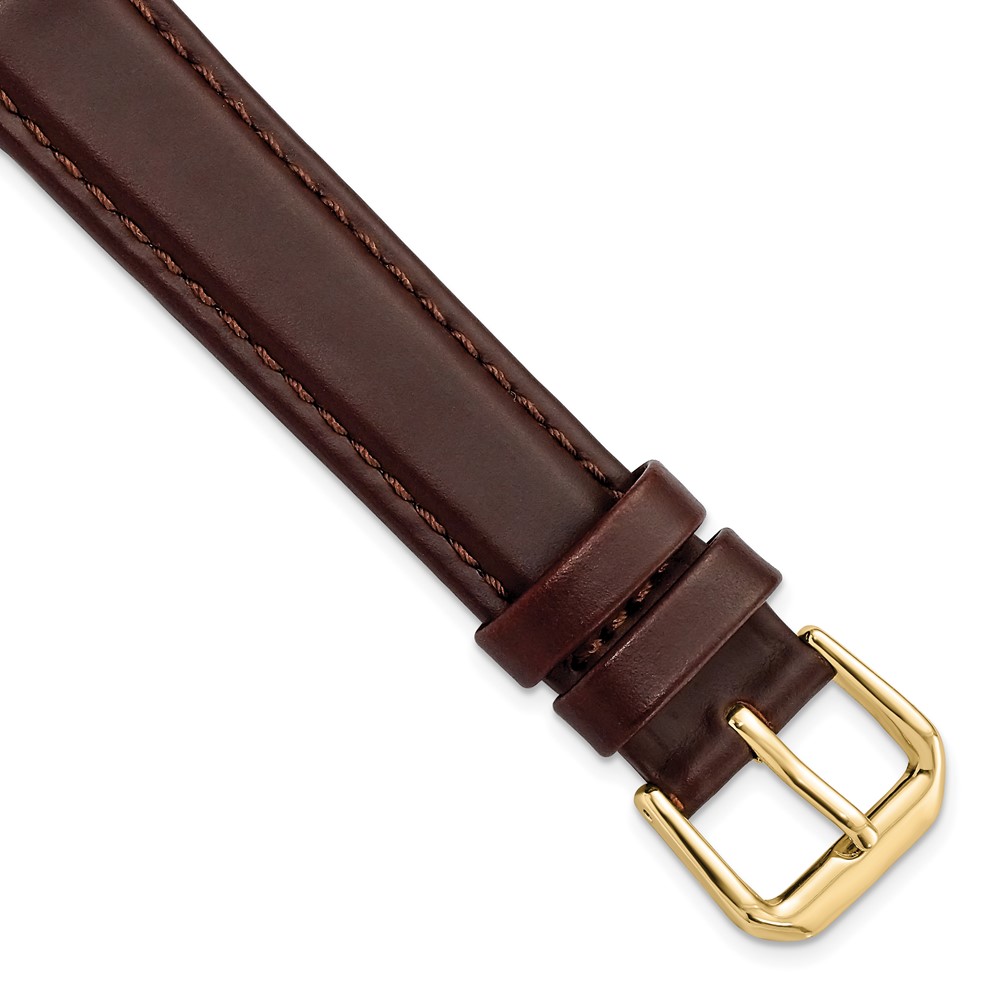 Picture of Quality Gold BA19-15 15 mm Dark Brown Italian Leather Gold-Tone Buckle Watch Band - Size 15