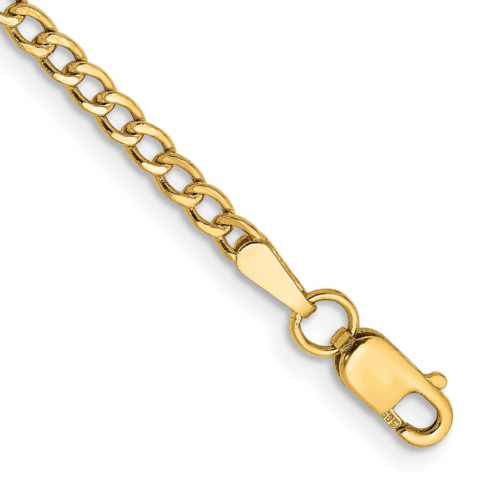 Picture of Quality Gold 10BC124-10 10K Yellow Gold 10 in. 2.5 mm Semi-Solid Curb Link Chain Anklet