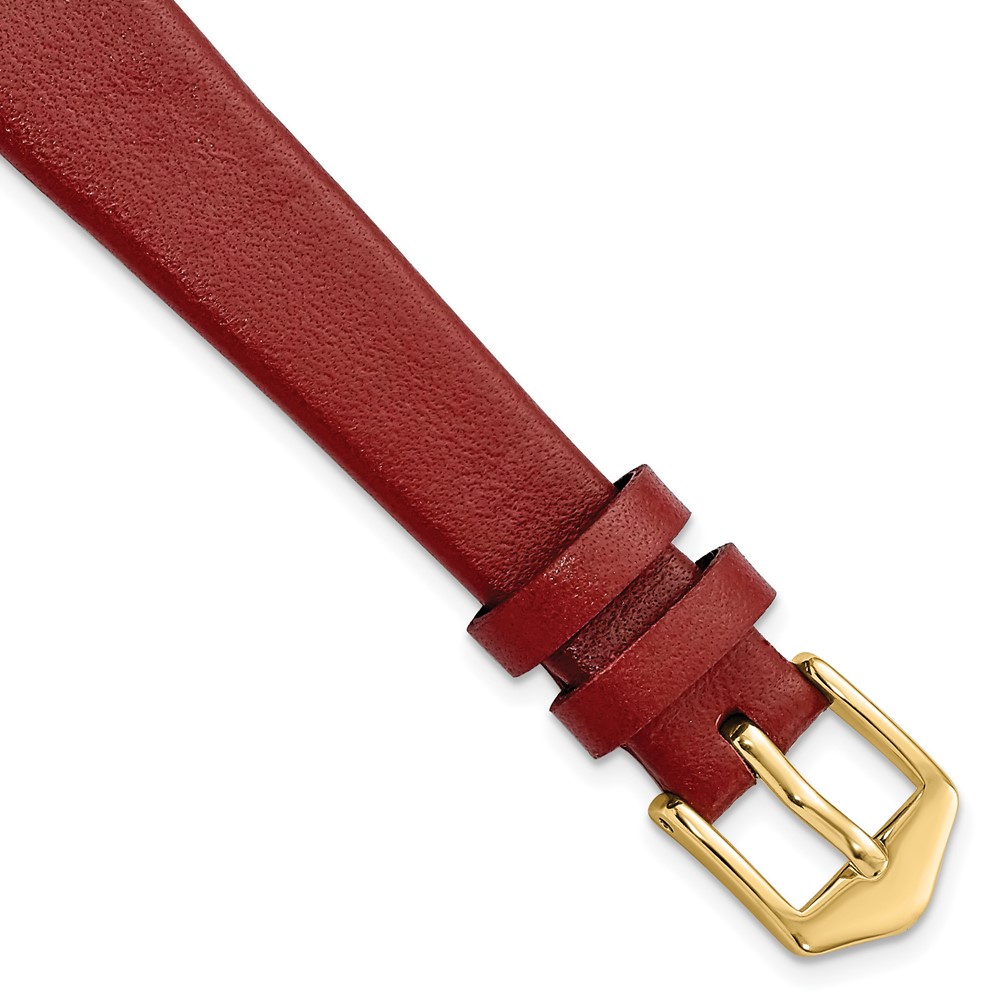 Picture of Quality Gold BA538-14 Gilden 14 mm Dark Red Classic Calfskin Gold-tone Buckle Watch Band
