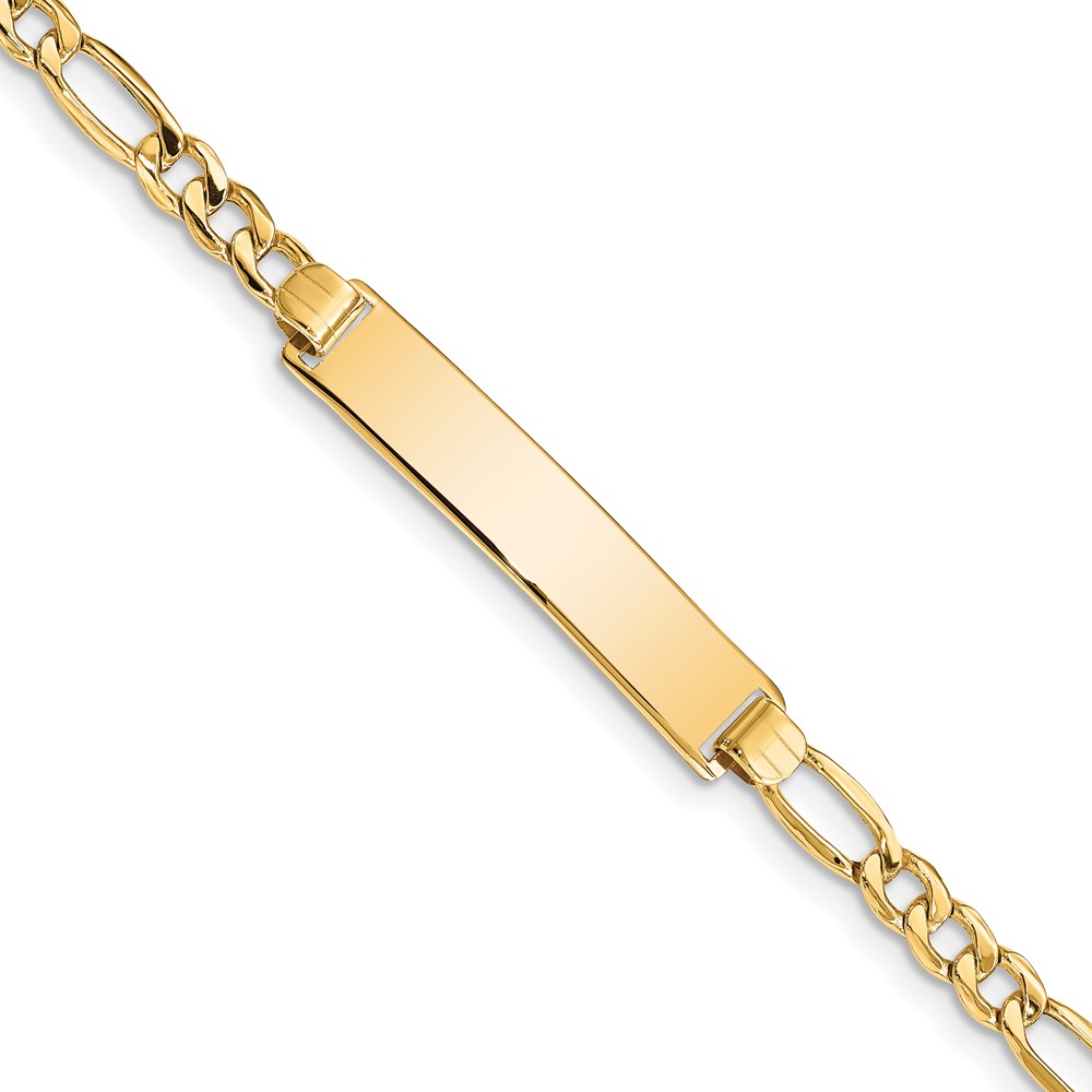 10K Yellow Gold Semi-Solid Figaro Link ID 7 in. Bracelet -  Finest Gold, UBS10DCID108-7