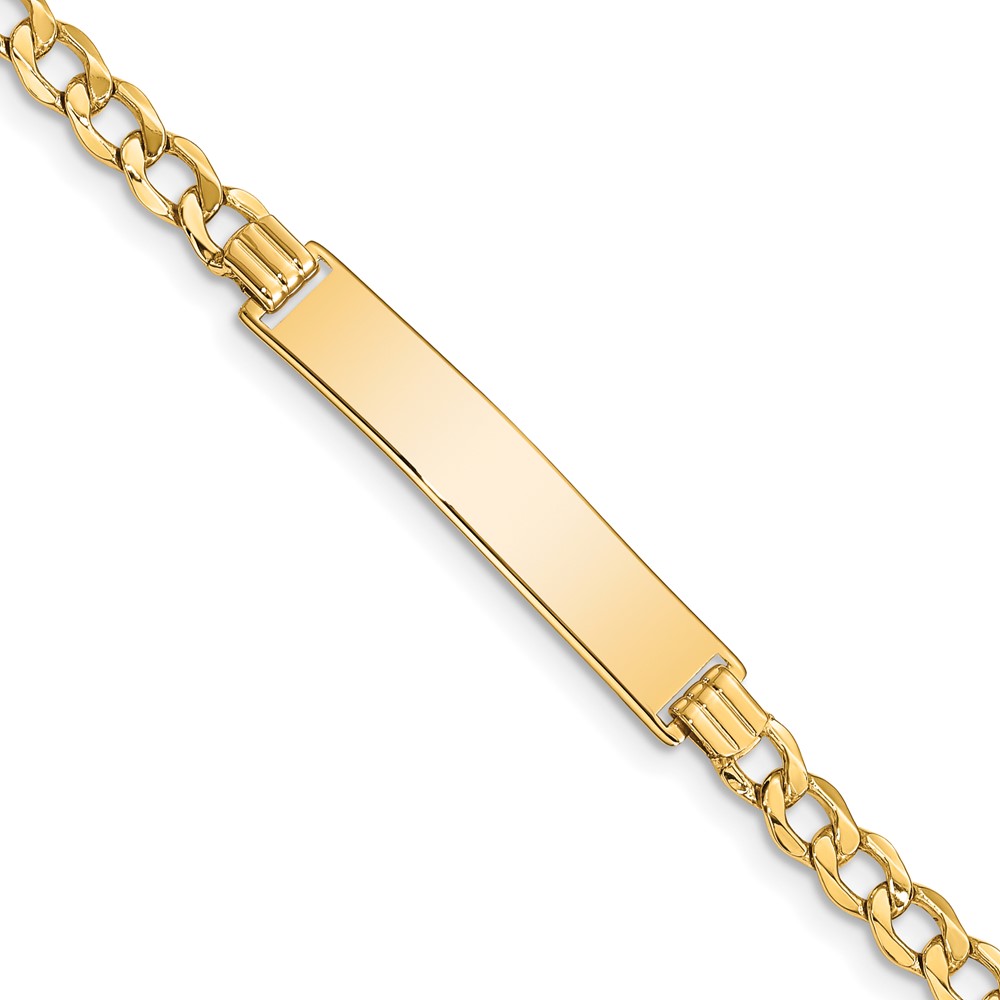 10K Yellow Gold Semi-Solid Curb Link ID 7 in. Bracelet -  Finest Gold, UBS10DCID110-7