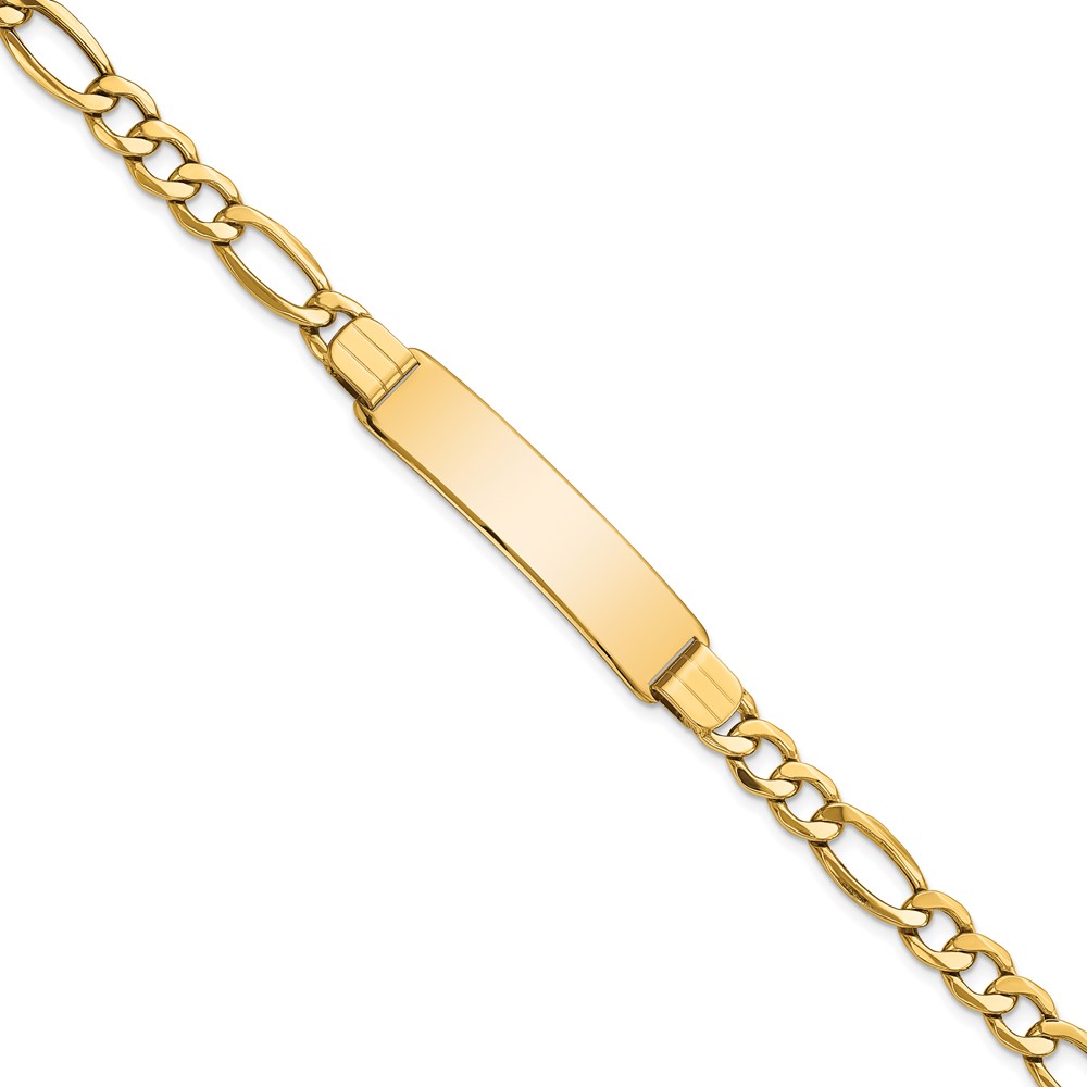 10K Yellow Gold Semi-Solid Figaro Link ID 8 in. Bracelet -  Finest Gold, UBS10DCID136-8