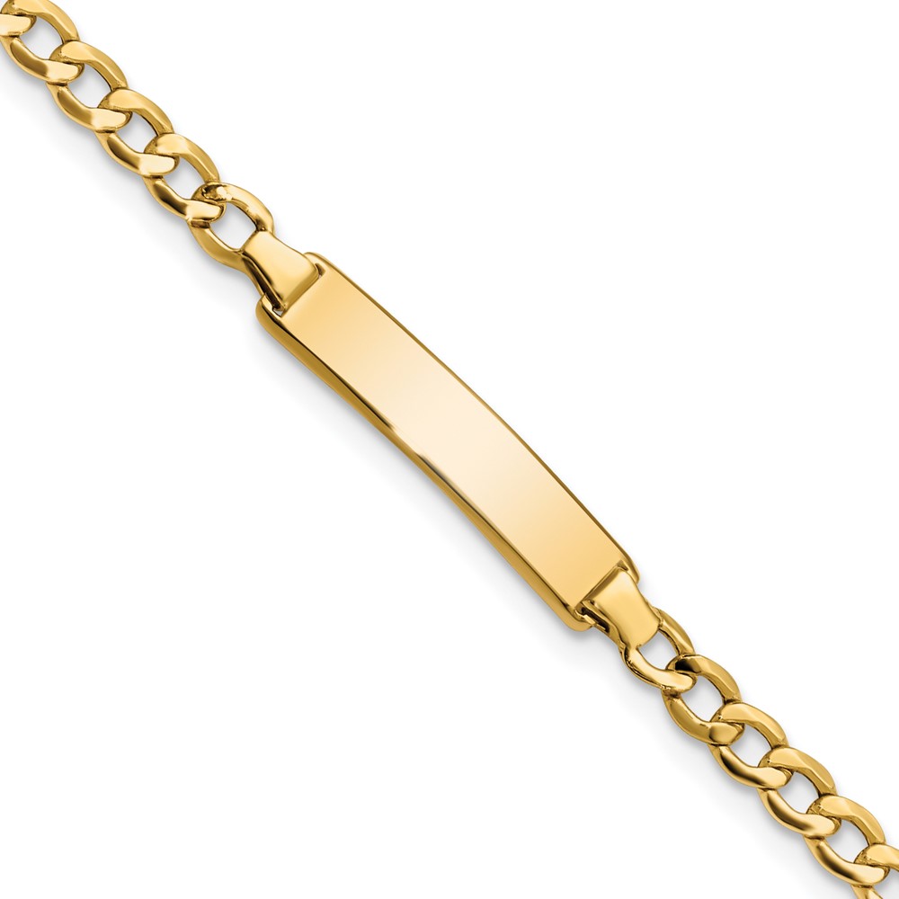 10K Yellow Gold Semi-Solid Curb Link ID 6 in. Bracelet -  Finest Gold, UBS10DCID138-6