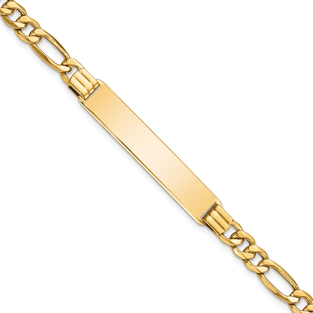 10K Yellow Gold Semi-Solid Figaro Link ID 8 in. Bracelet -  Finest Gold, UBS10DCID141-8