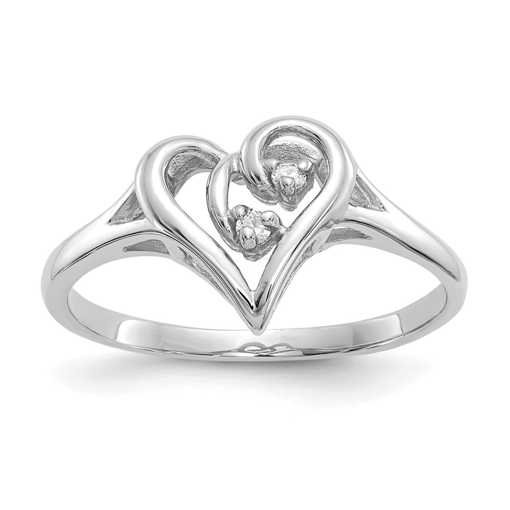 Picture of Finest Gold 14K White Gold Polished AA Diamond Heart Ring&amp;#44; Size 6