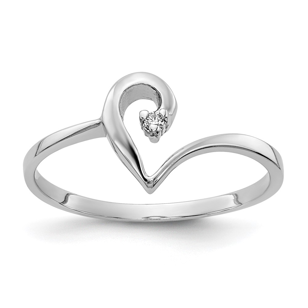 Picture of Finest Gold 14K White Gold Polished AA Diamond Heart Ring&amp;#44; Size 6