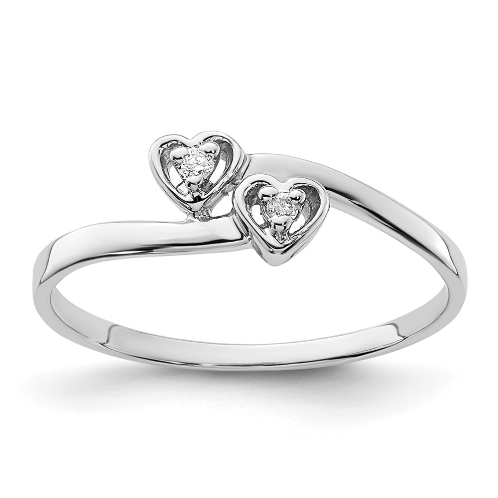 Picture of Finest Gold 14K White Gold Polished AA Diamond Heart Ring - Size 6