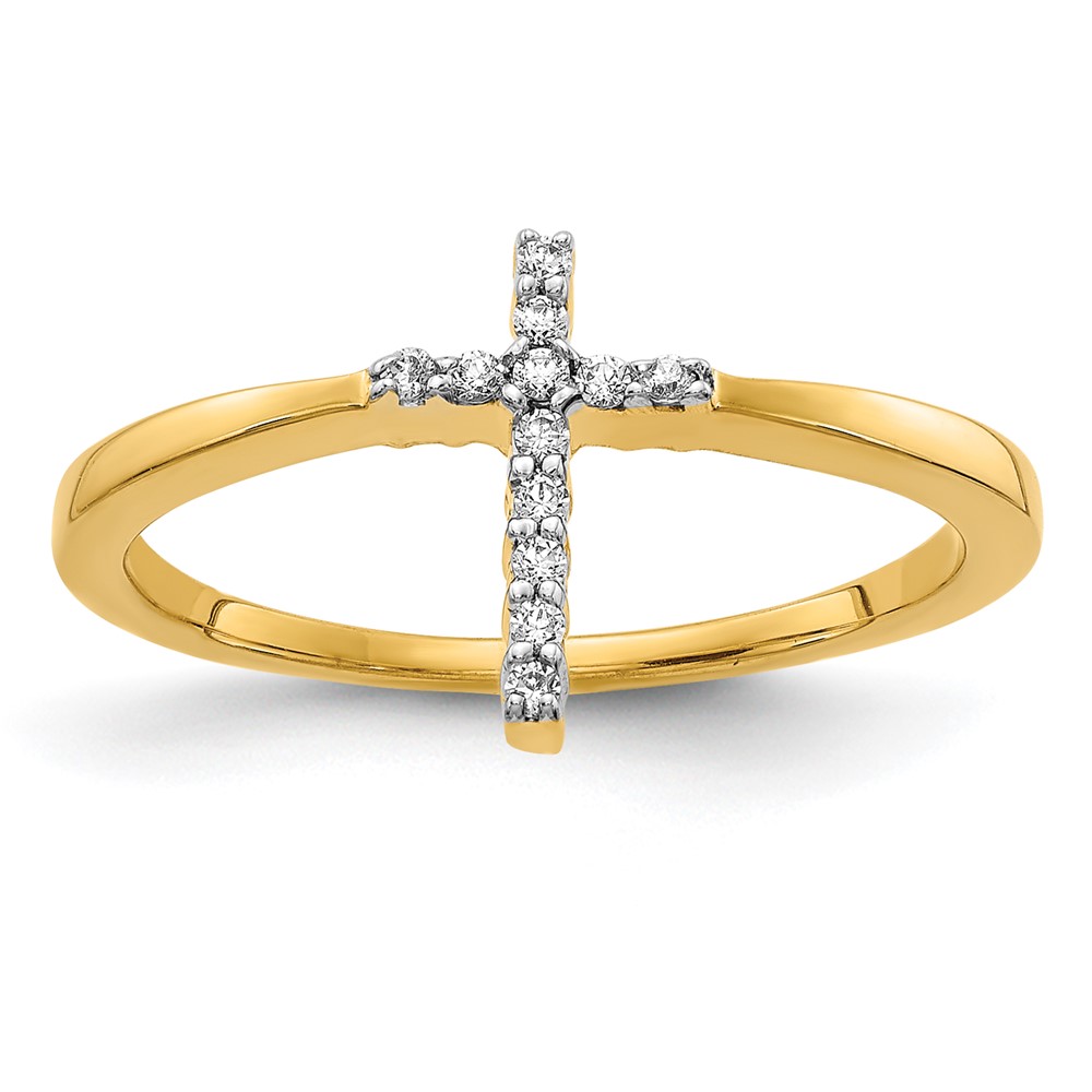 Picture of Finest Gold 14K Yellow Gold Diamond Cross Ring&amp;#44; Size 6