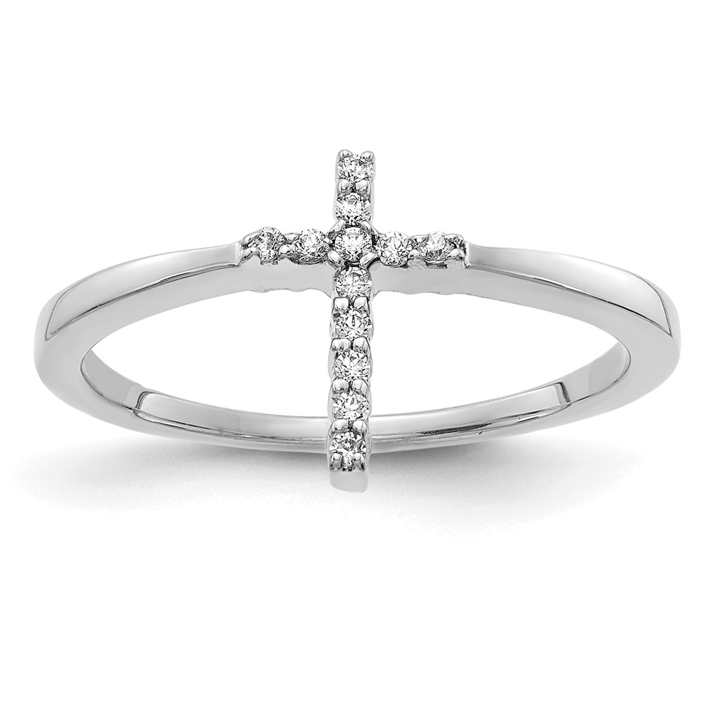 Picture of Finest Gold 14K White Gold Diamond Cross Ring - Size 6