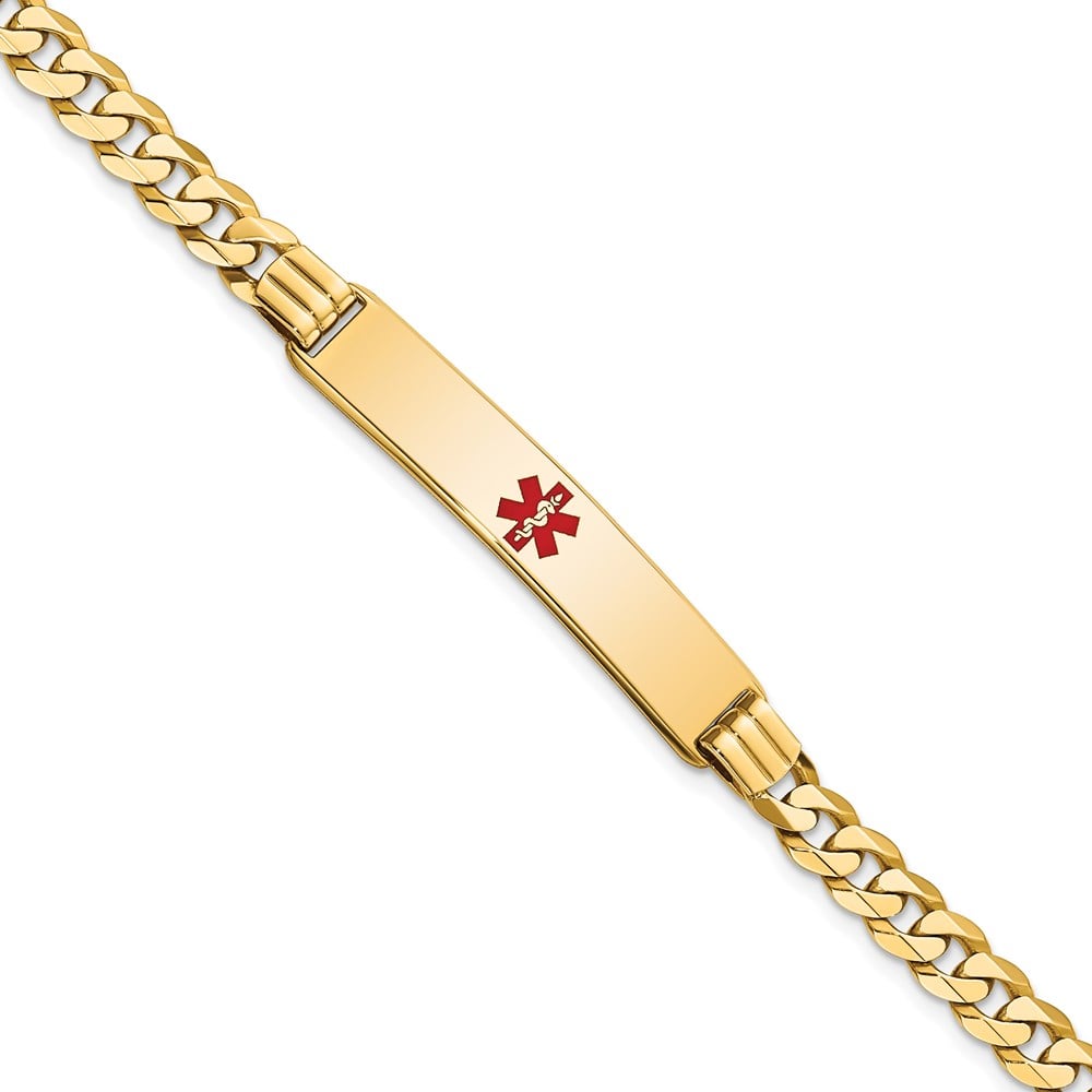 Picture of Quality Gold 14K Medical Red Enamel Curb Link ID Bracelet