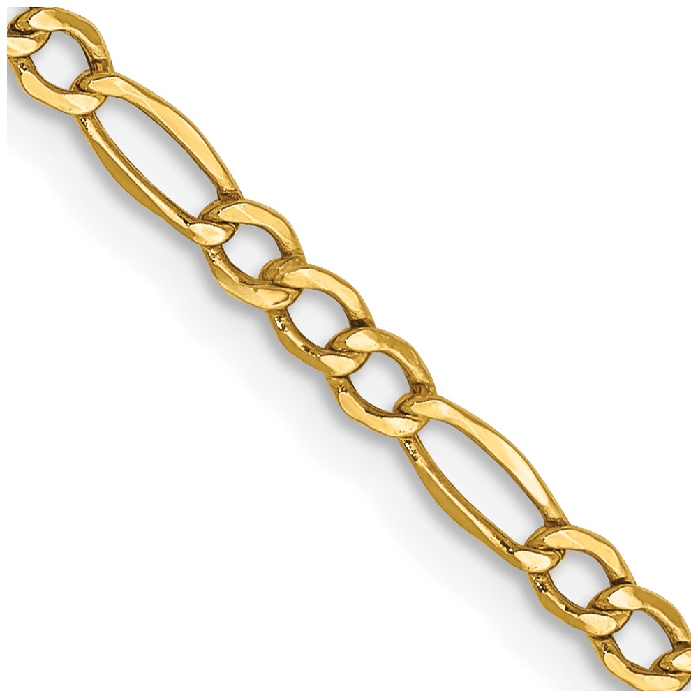 10K Yellow Gold 2.5 mm Semi-Solid 16 in. Figaro Chain -  Bagatela, BA2733753