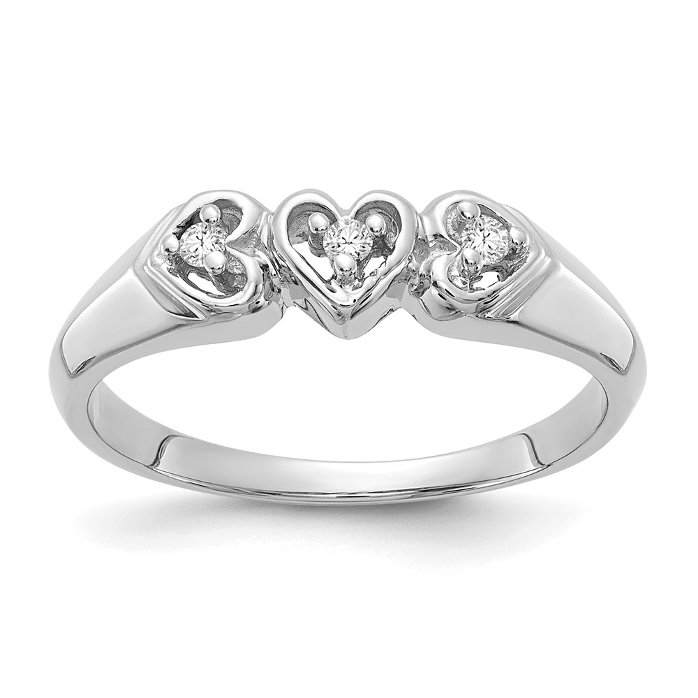Picture of Finest Gold 14K White Gold AA Diamond Heart Ring&amp;#44; Size 6