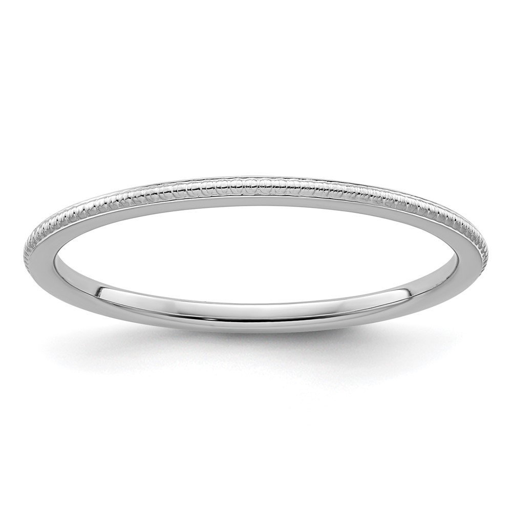 Picture of Finest Gold 10K White Gold 1.2 mm Bead Stackable Band&#44; Size 8