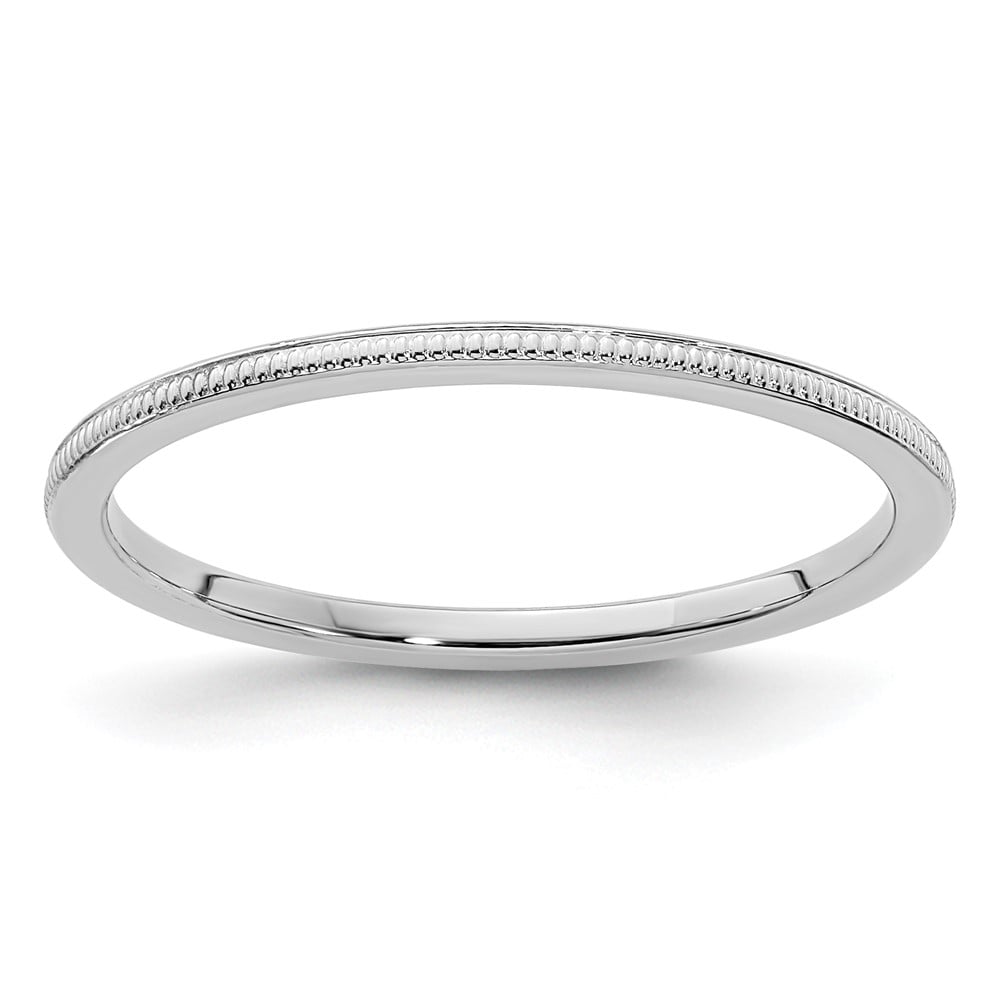 Picture of Finest Gold 1.2 mm 10K White Gold Milgrain Stackable Band - Size 6