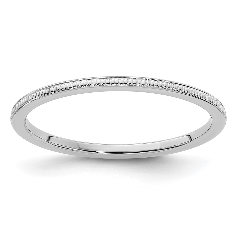 Picture of Finest Gold 10K White Gold 1.2 mm Milgrain Stackable Band&#44; Size 8.5