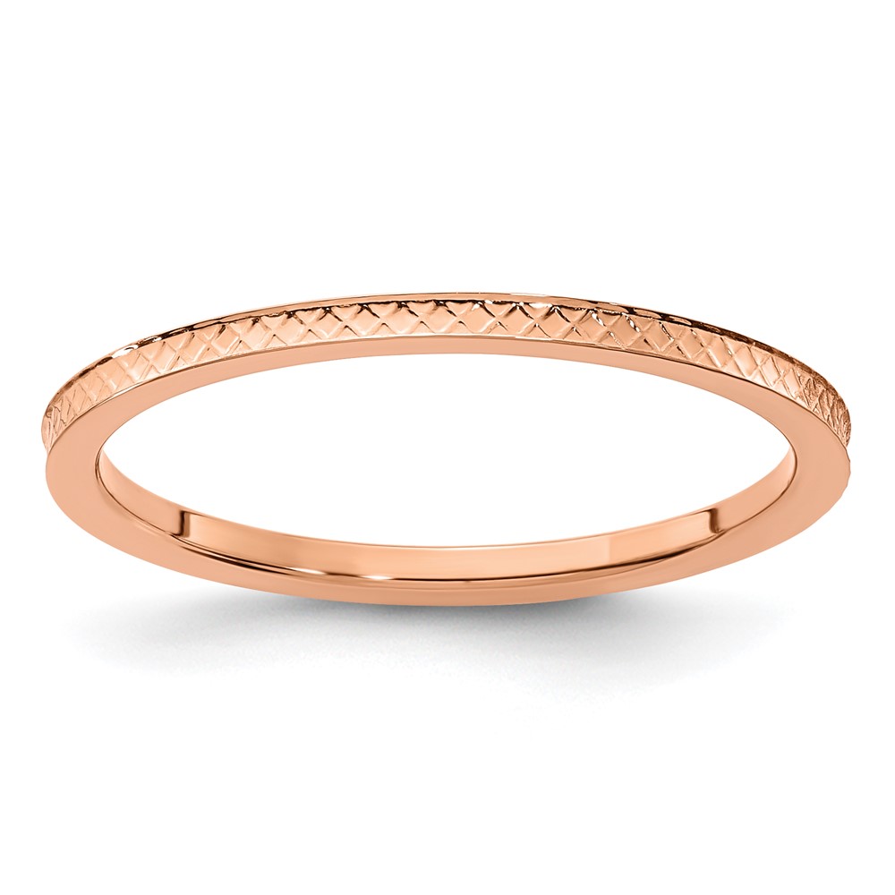 Picture of Finest Gold 1.2 mm 10K Rose Gold Criss-Cross Pattern Stackable Band