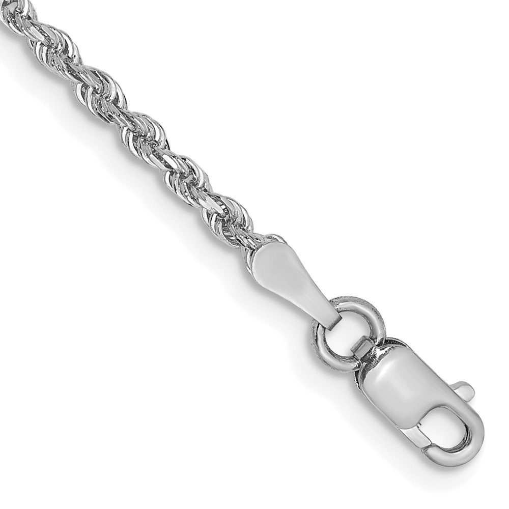 Picture of Finest Gold 10K White Gold 10 in. 2 mm Diamond-Cut Quadruple Rope Chain Anklet