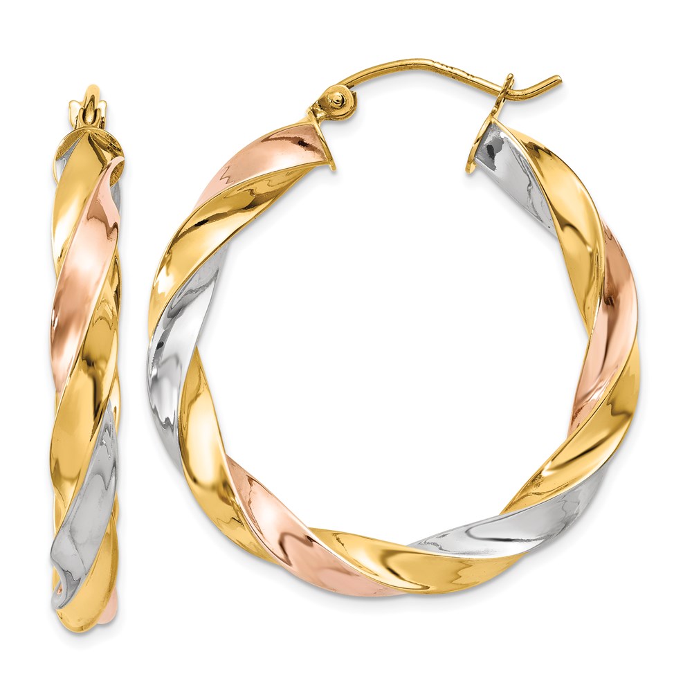 Picture of Finest Gold 14K Tri-Color Light Twisted Hoop Earrings