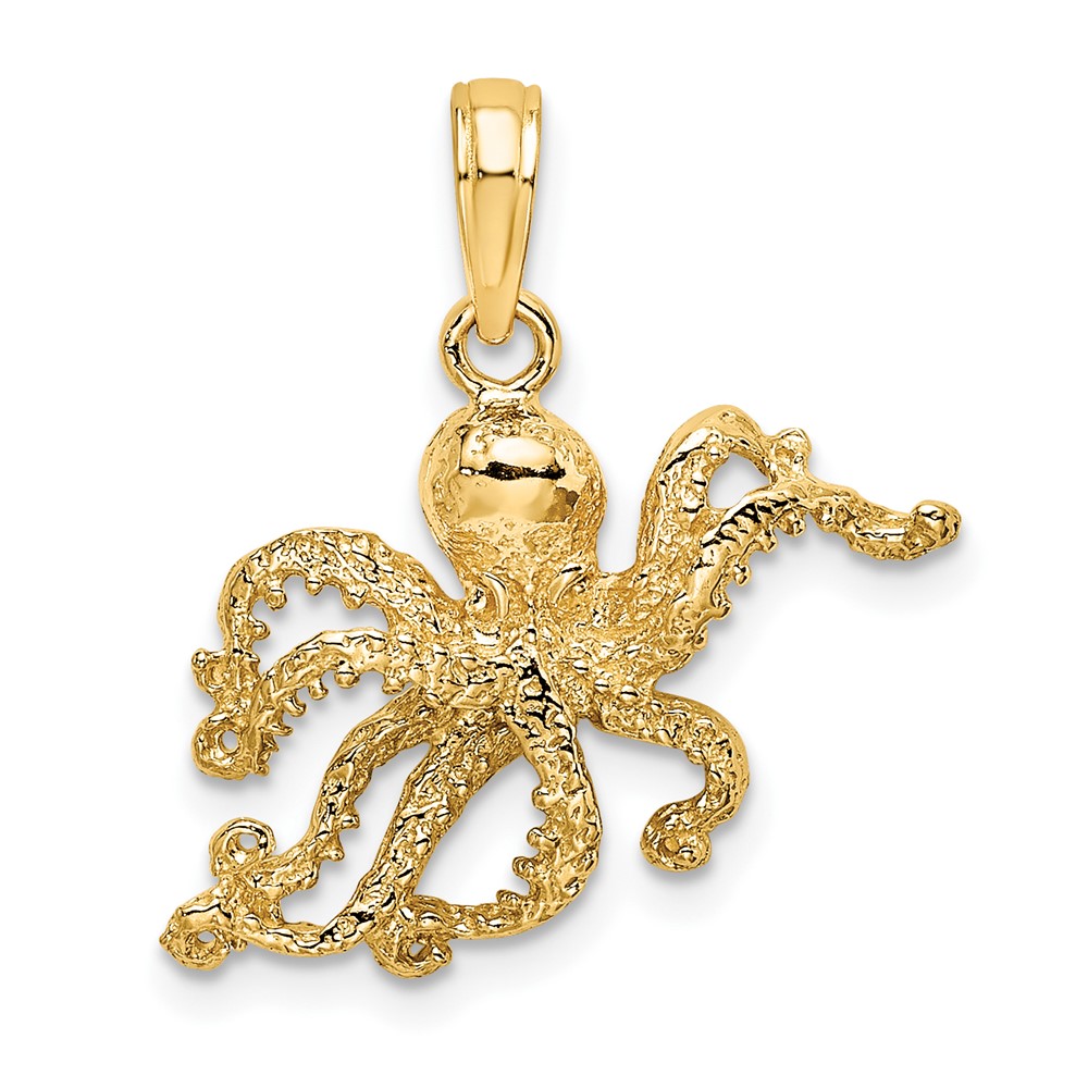 Picture of Finest Gold 10K 2-D &amp; Textured Octopus Charm