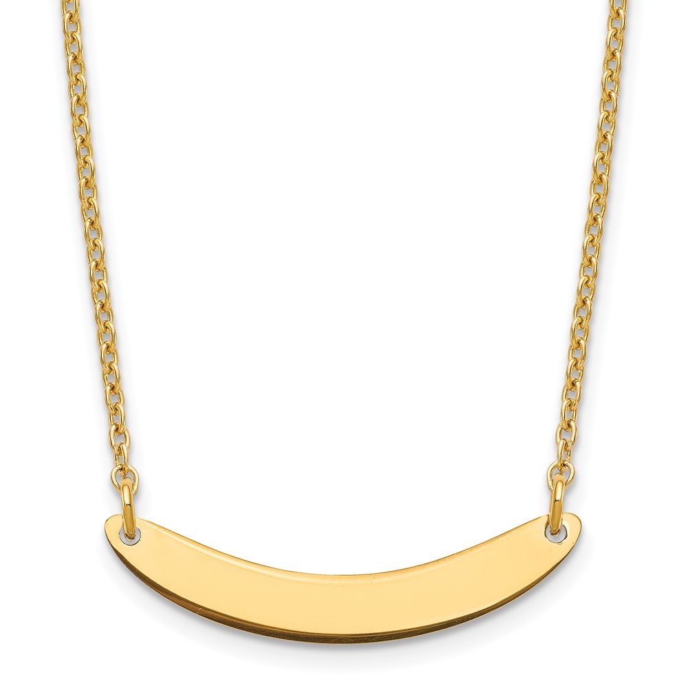 Picture of Finest Gold Sterling Silver &amp; Gold-Plated Small Polished Curved Blank Bar Necklace