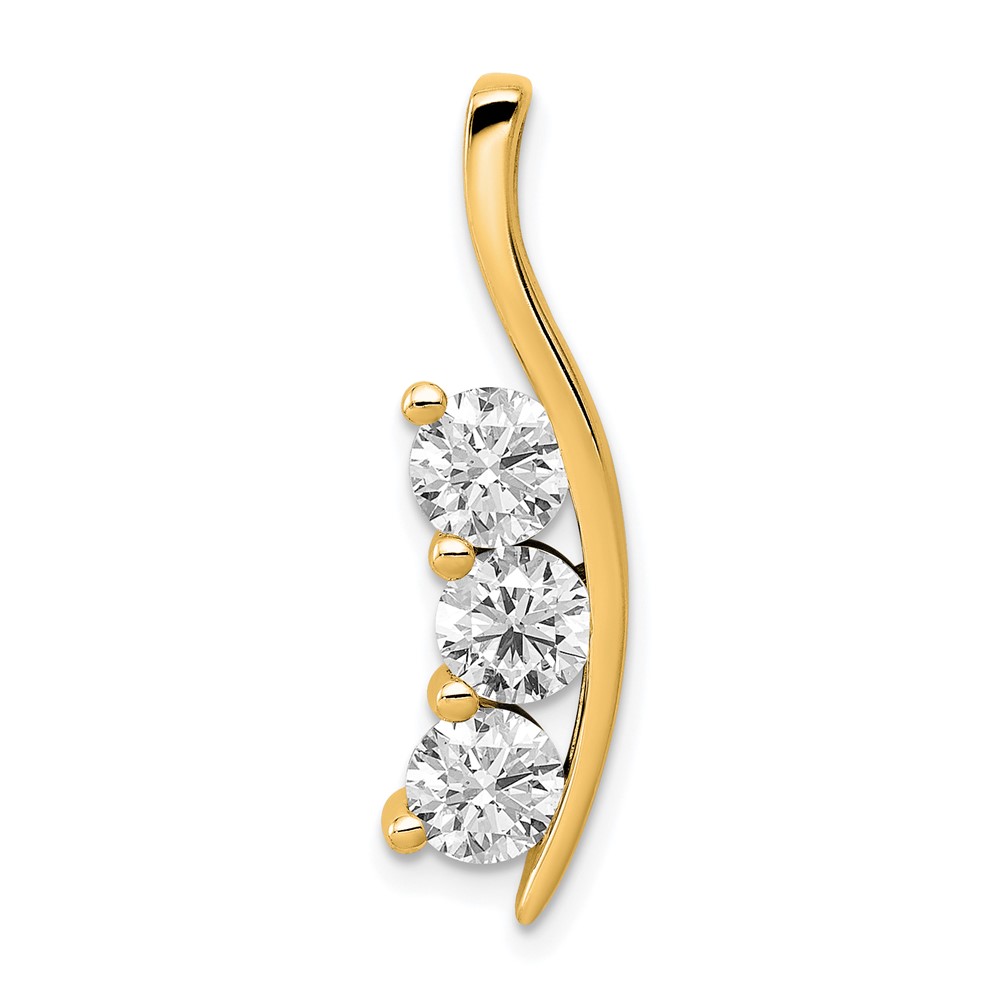 Picture of Finest Gold  14K Large Yellow Three Stone Curved Bar Mounting Pendant