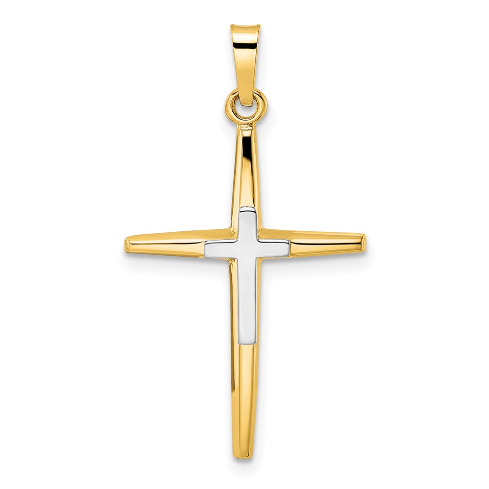 Picture of Finest Gold 14K Two-tone Polished Solid Double Cross Pendant