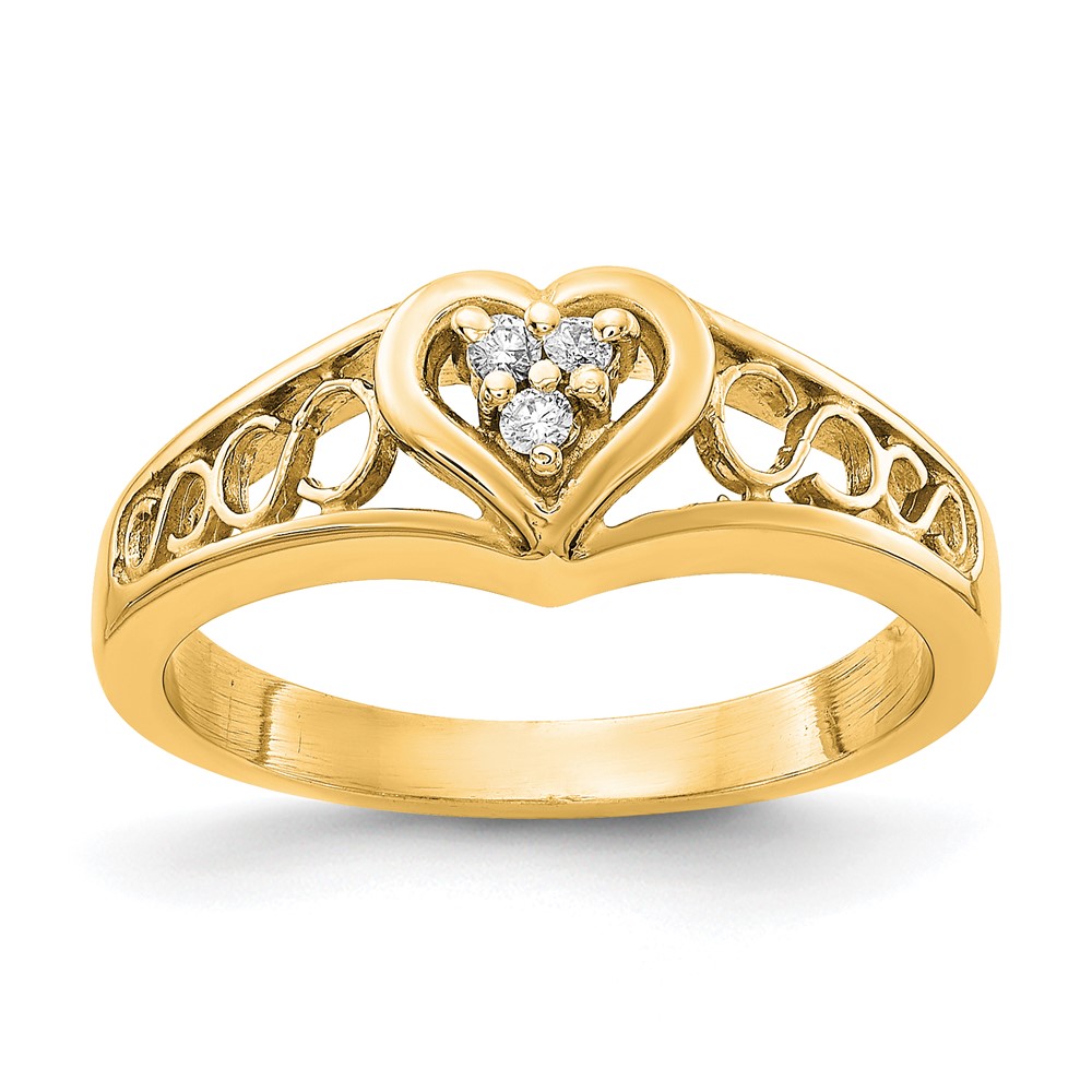 Picture of Finest Gold 14K Polished 0.05 CTW Diamond Heart Mounting Ring&amp;#44; Size 6