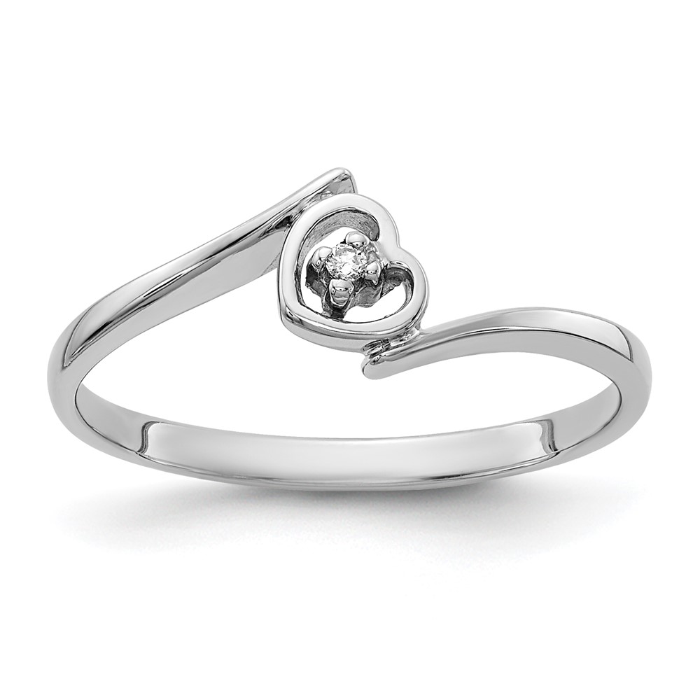 Picture of Finest Gold 14K White Gold Polished 0.01CT Diamond Heart Ring Mounting - Size 6