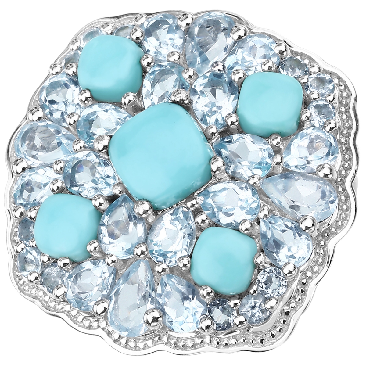 Picture of Malaika QR18720TQBT-SSR-5 6.18 Carat Genuine Turquoise & Blue Topaz 0.925 Sterling Silver Ring
