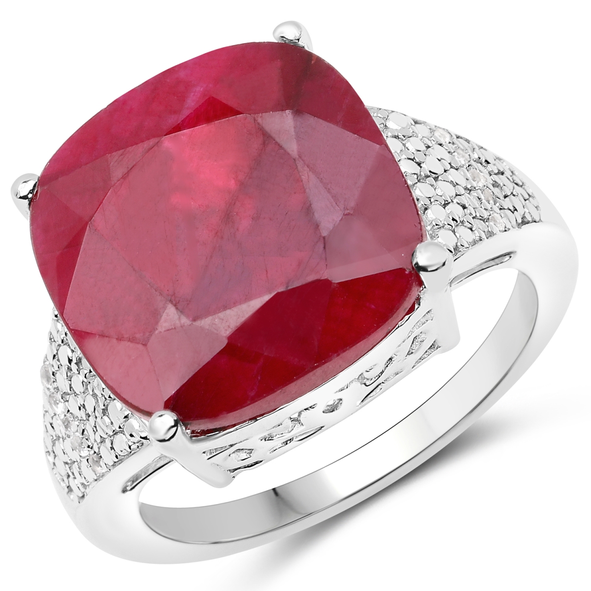 Picture of Malaika QR12362DYEDRWT-SSR-5 14.47 Carat Dyed Ruby & White Topaz 0.925 Sterling Silver Ring