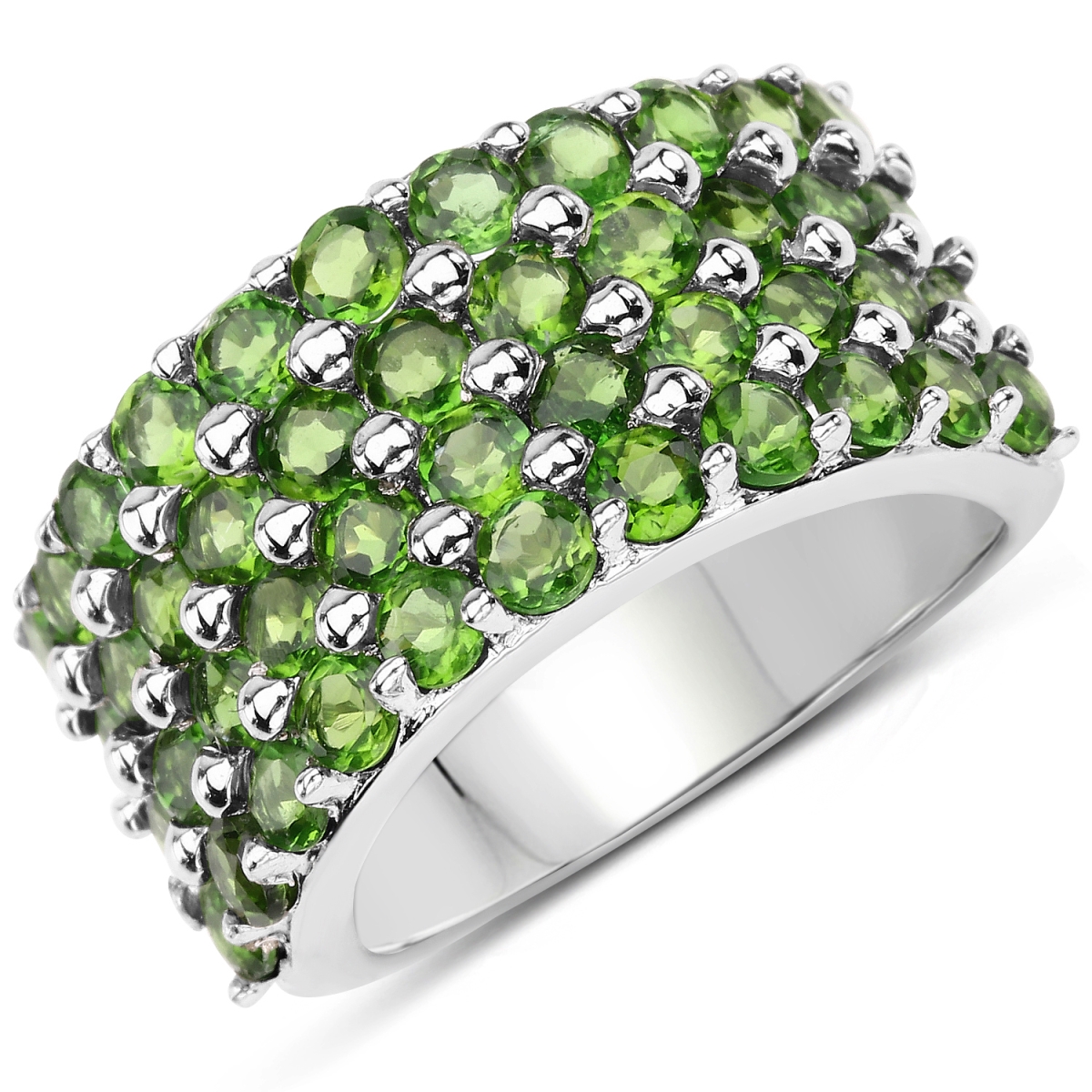 Picture of Malaika QR4962CD-SSR-10 3.08 Carat Genuine Chrome Diopside 0.925 Sterling Silver Ring