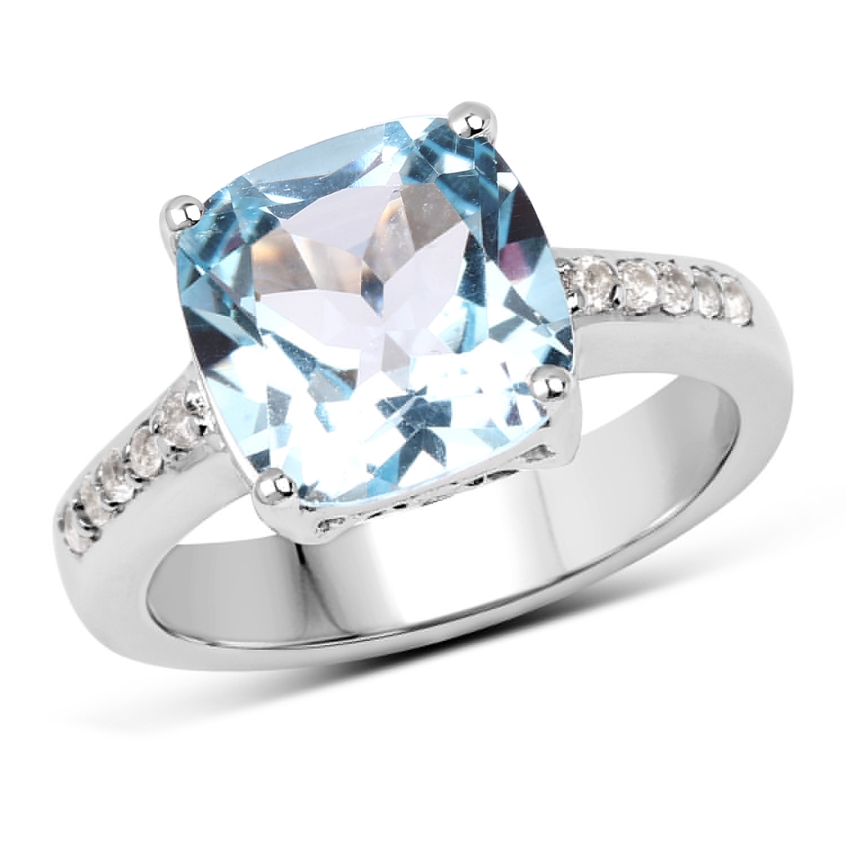 Picture of Malaika QR19096BTWT-SSR-9 4.62 Carat Genuine Blue Topaz & White Topaz 0.925 Sterling Silver Ring - Size 9