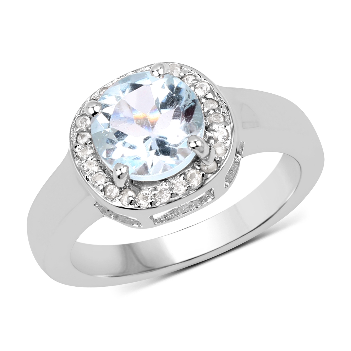 Picture of Malaika QR19249BTWT-SSR-9 2.37 Carat Genuine Blue Topaz & White Topaz 0.925 Sterling Silver Ring