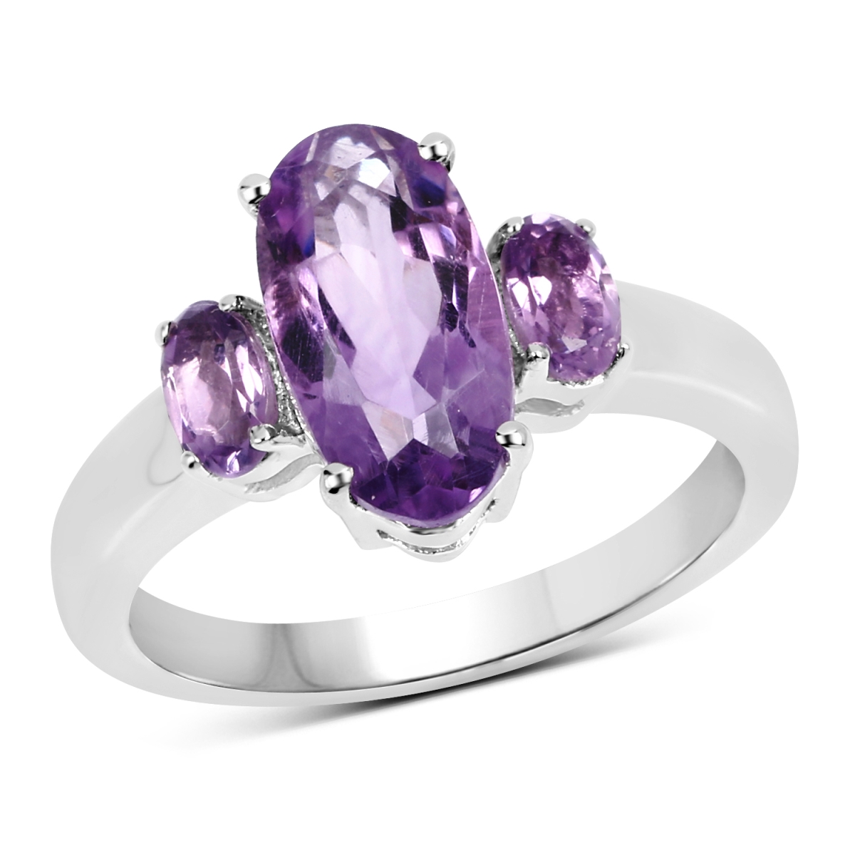 Picture of Malaika QR19158A-SSR-5 2.42 Carat Genuine Amethyst 0.925 Sterling Silver Ring