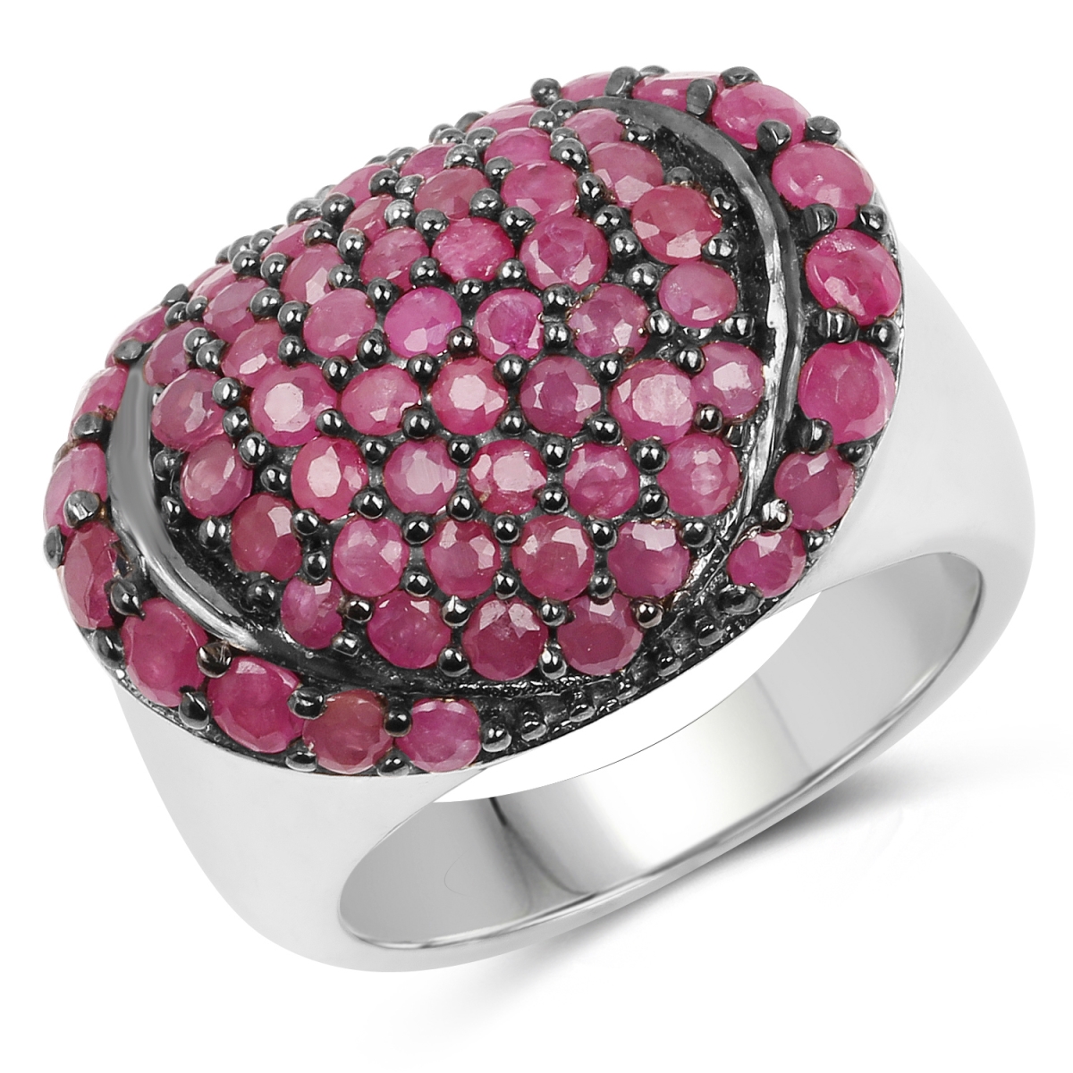 Picture of Malaika QR6990R-SSBR-7 3.35 Carat Genuine Ruby 0.925 Sterling Silver Ring