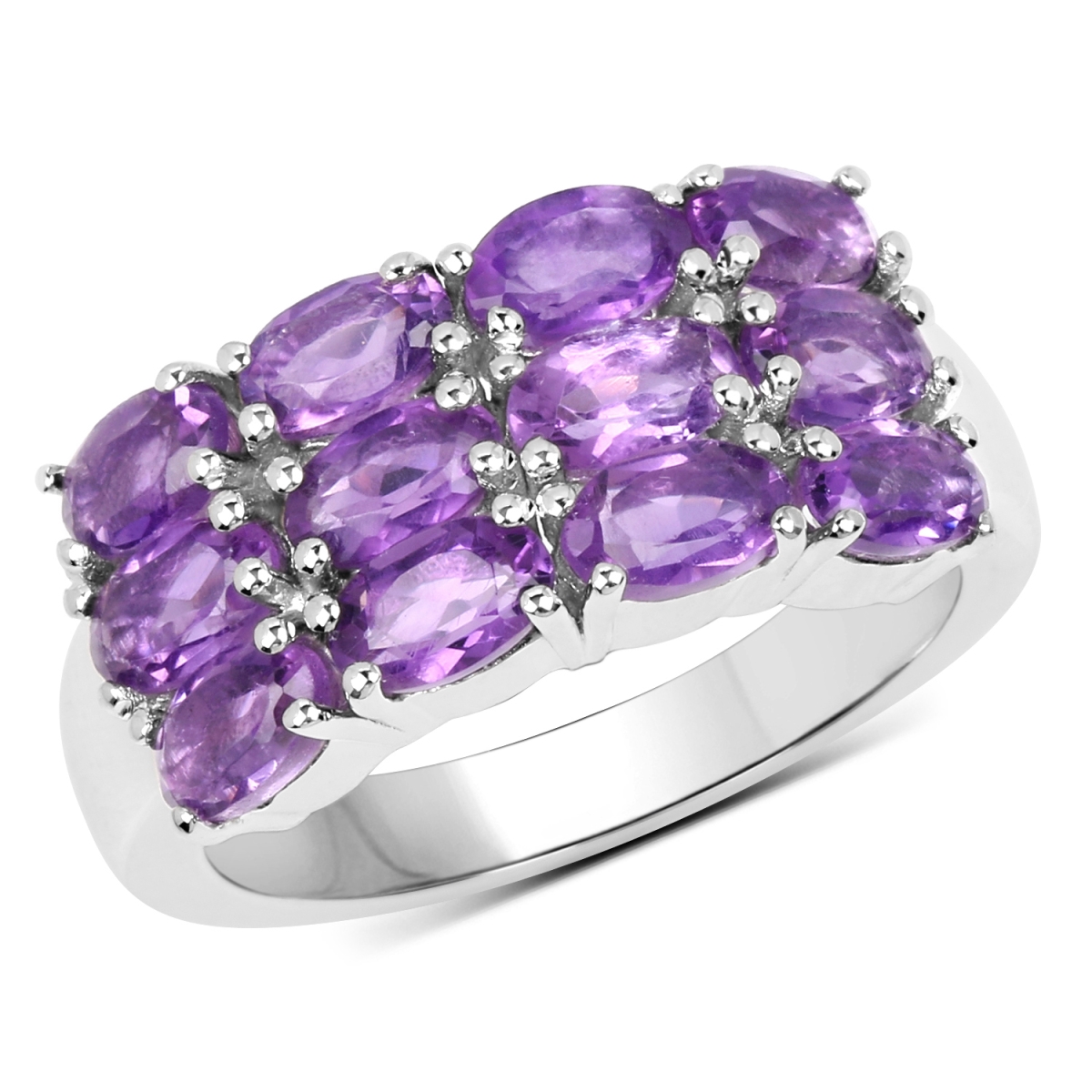 Picture of HauteFacets QR19208A-SSR-8 0925 Carat Amethyst Sterling Silver Oval Ring  Purple - Size 8