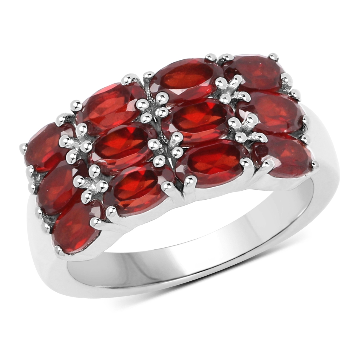 Picture of HauteFacets QR19208G-SSR-6 3.84 Carat Sterling Silver Oval Ring  Red - Size 6